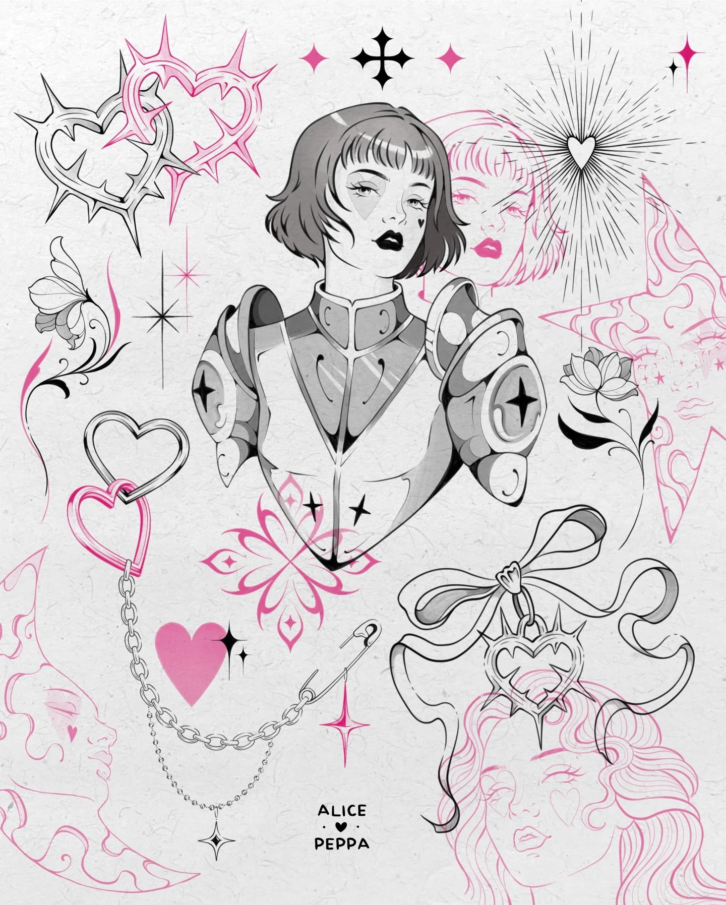 Some inspiration for your next tattoo 🖤🩷

I have a few spaces left in February &amp; March and then I&rsquo;ll be closing my books for a while, so fill out an enquiry form or shoot me a DM if you&rsquo;re wanting to get in before then 💌