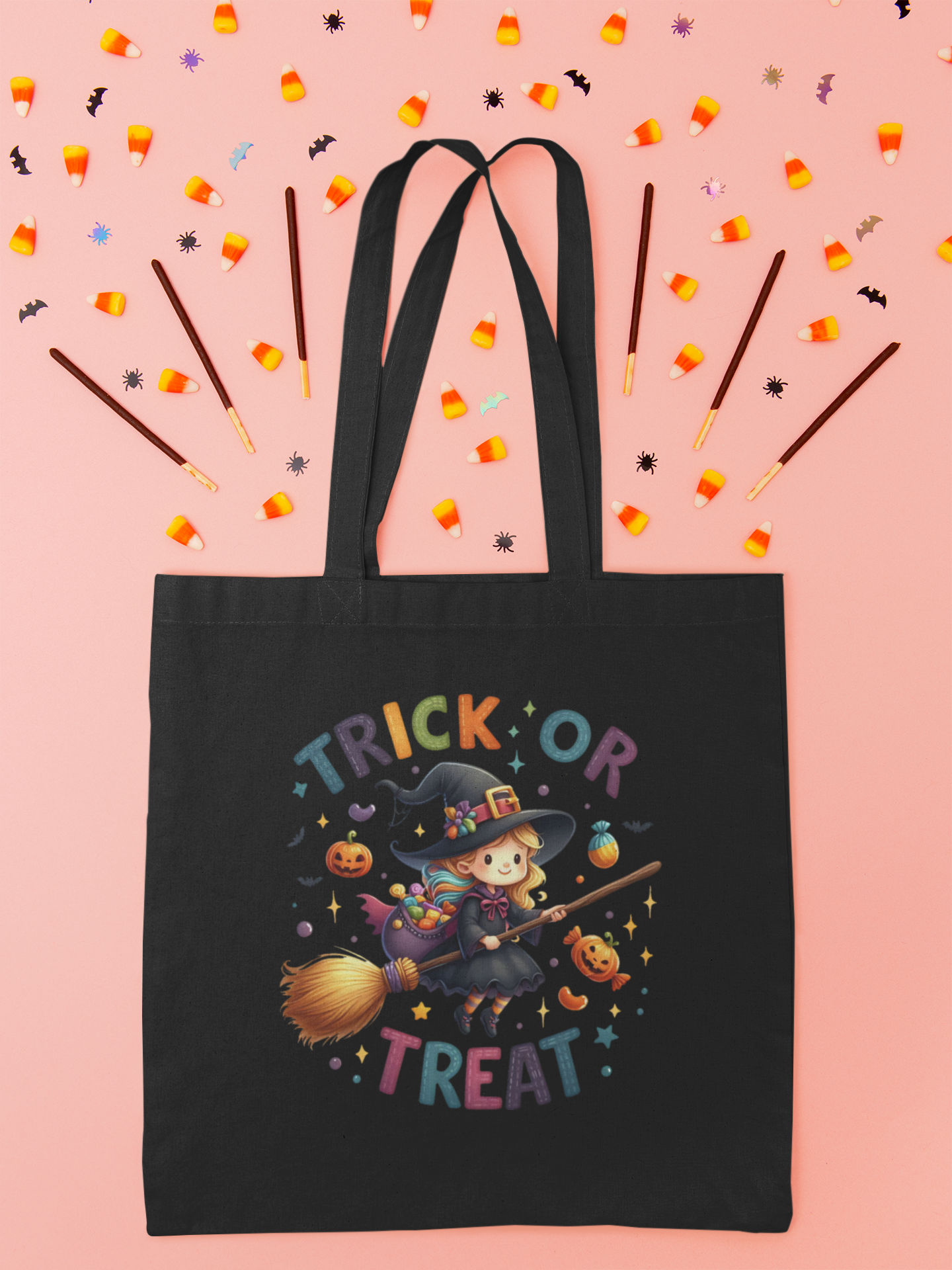Little Witch Flying Trick Or Treat Halloween Tote Bag