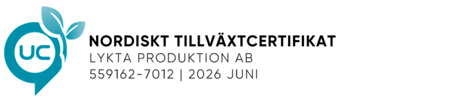 Nordiskt Tillväxtcertifikat från UC för Lykta Produktion AB, juni 2026.