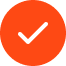 Orange check mark icon inside a circle