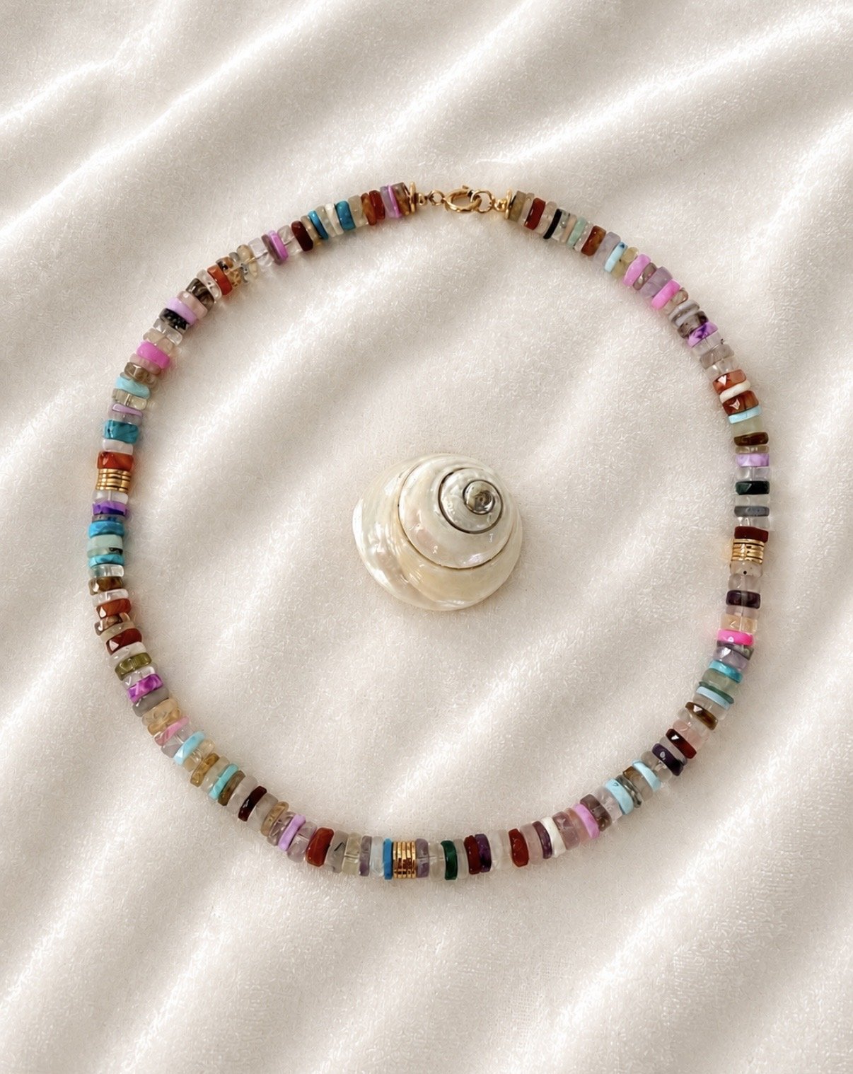 Bright Mixed Gemstone Beaded Necklace