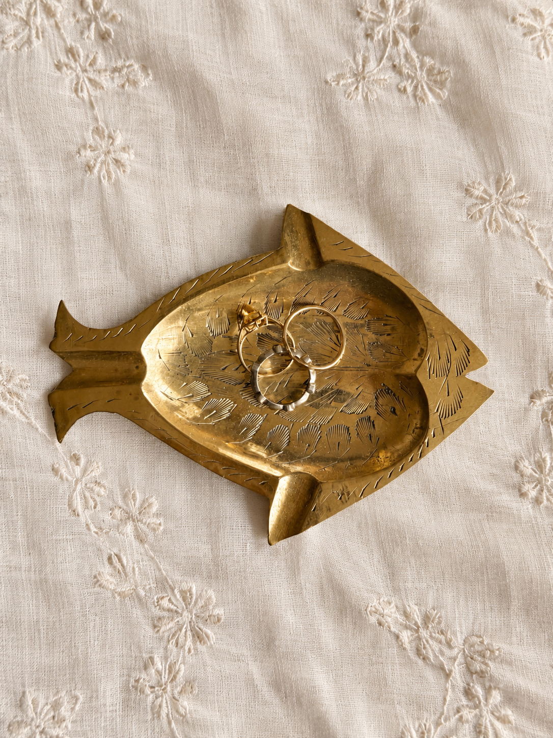 Vintage Brass Fish Trinket Dish