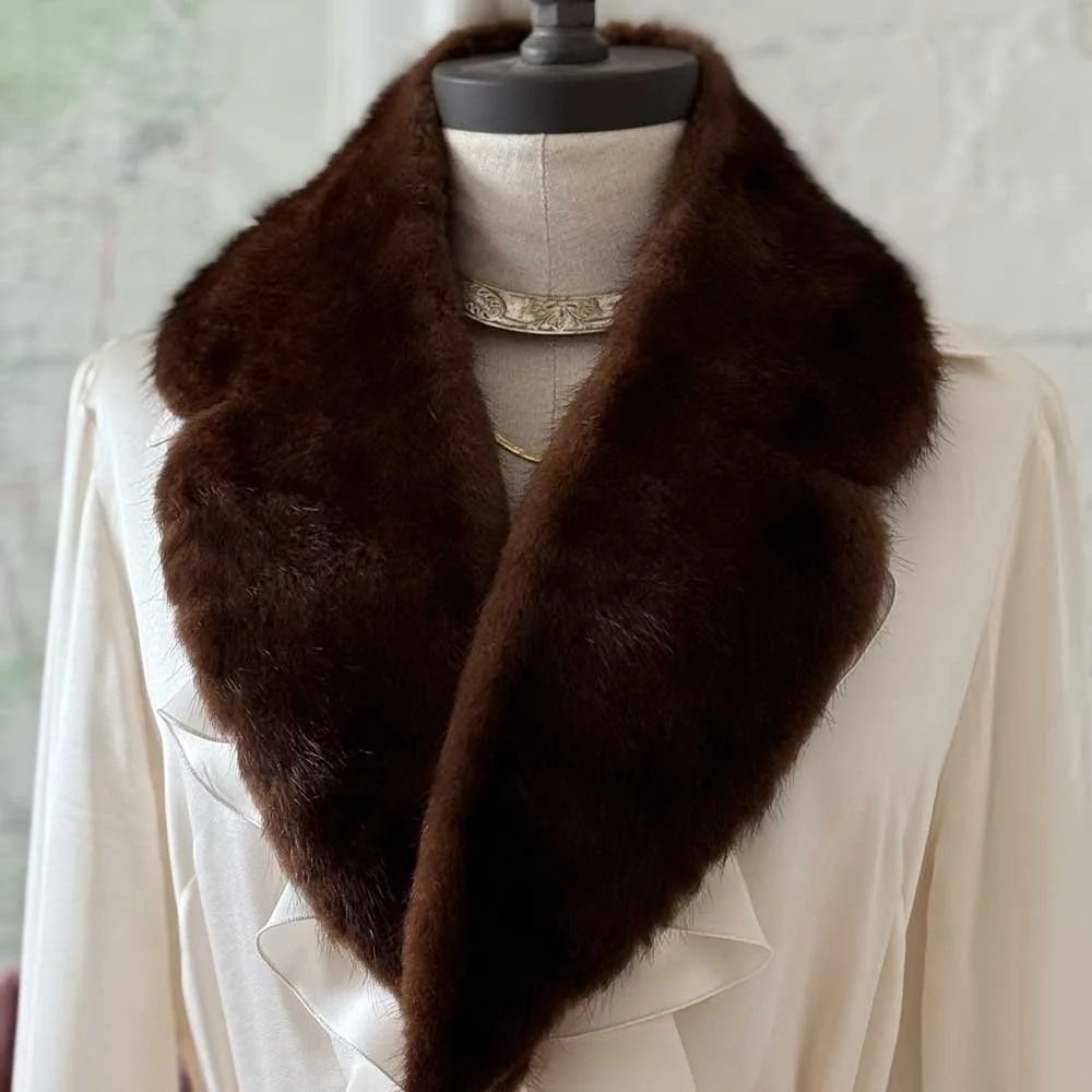 Vintage Natural Silk Lined Fur Stole