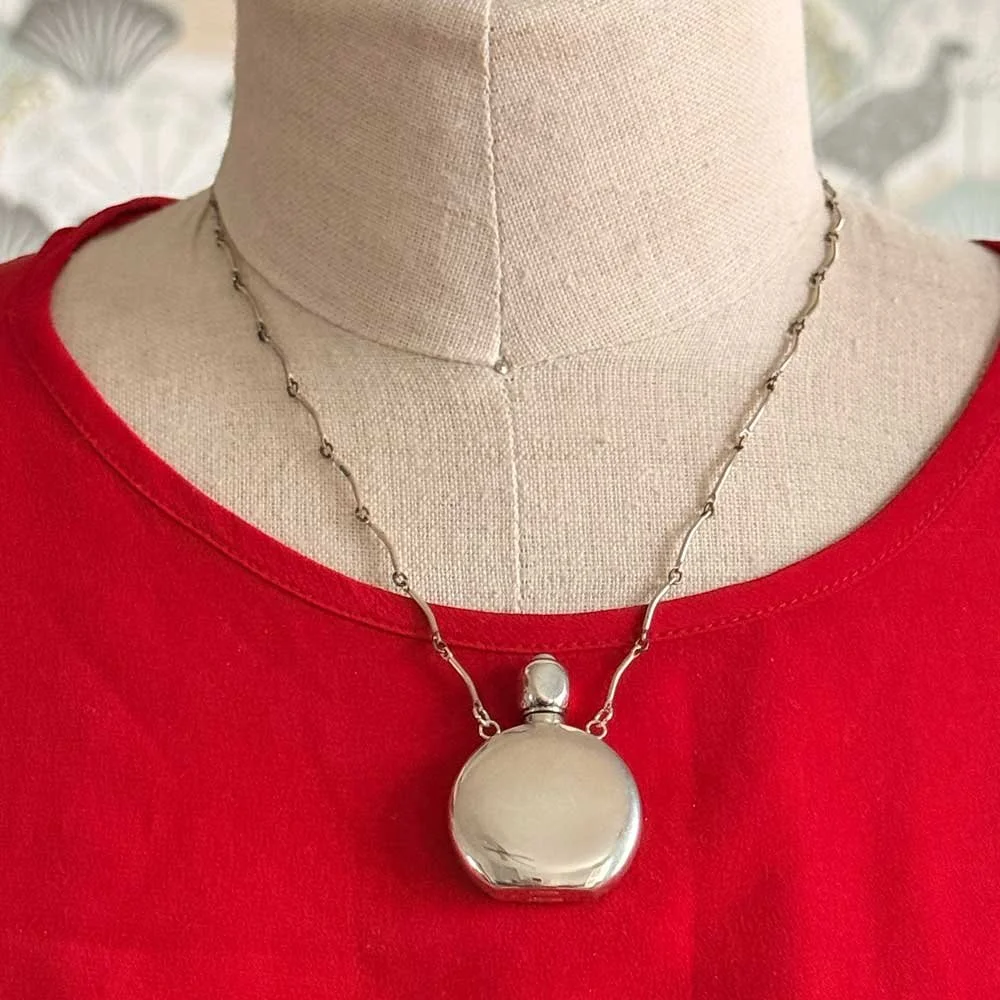 Antique Perfume Bottle Necklace with Turquoise