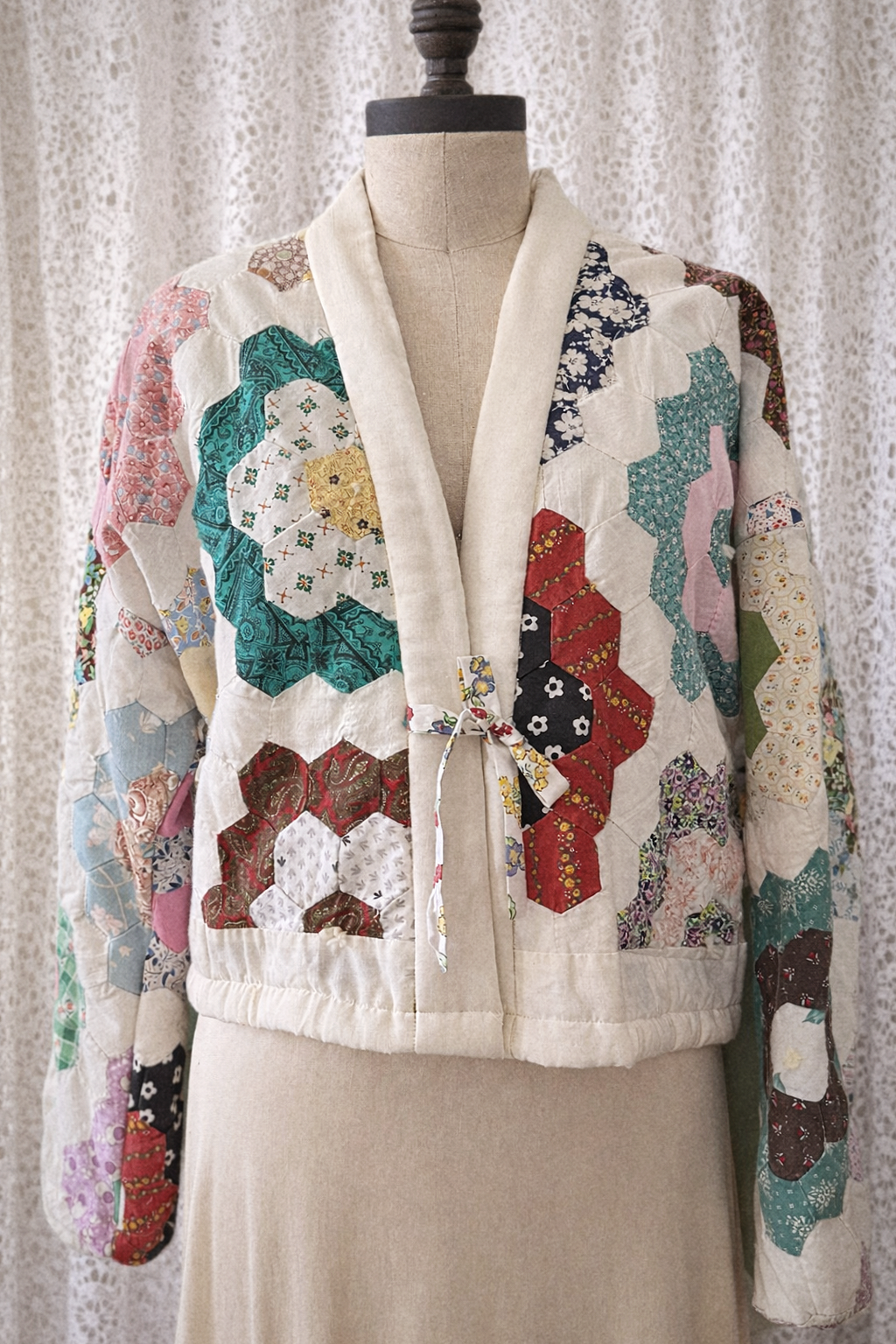Handmade Grandmother's Flower Garden Quilt Coat