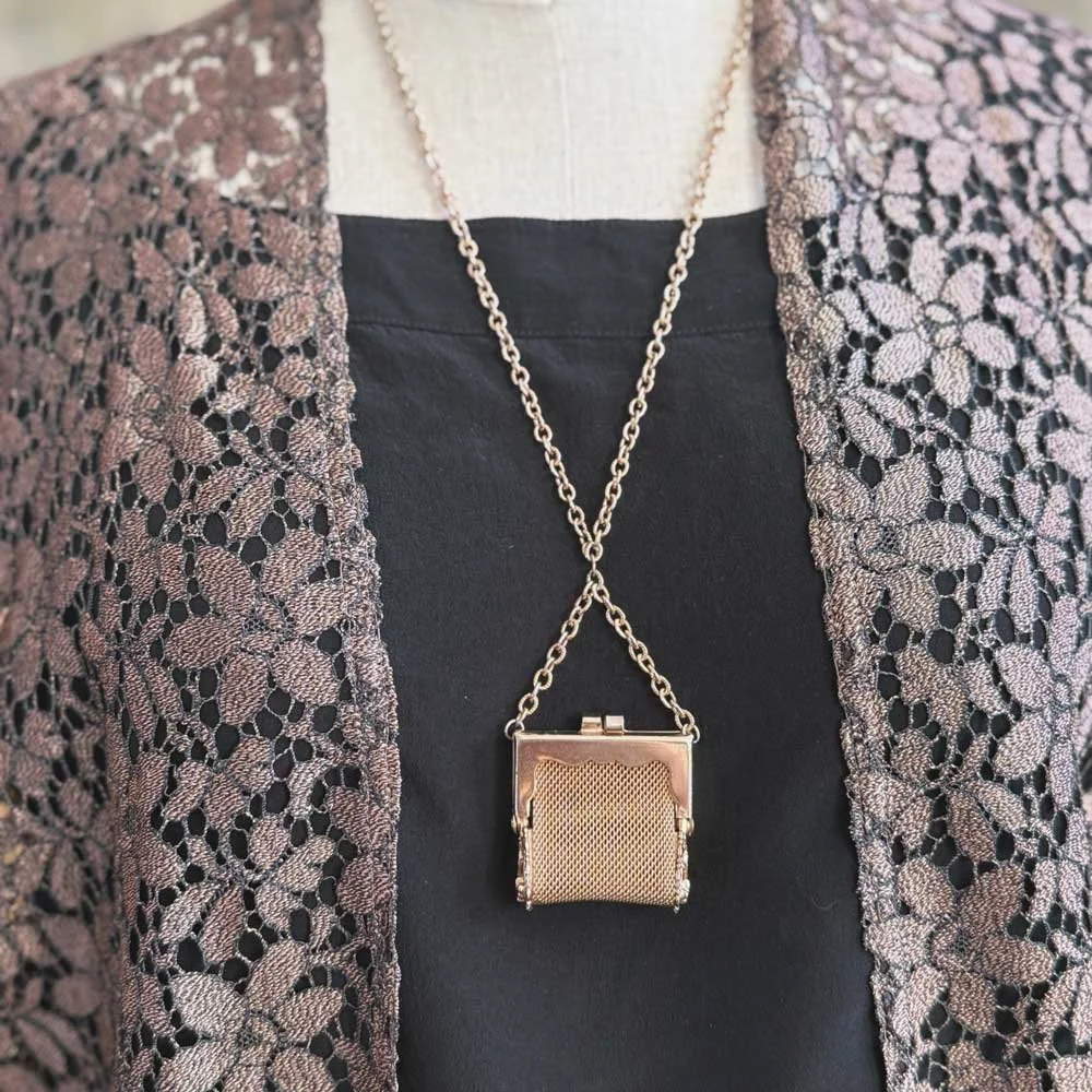 Vintage Gold Mini Coin Purse Necklace