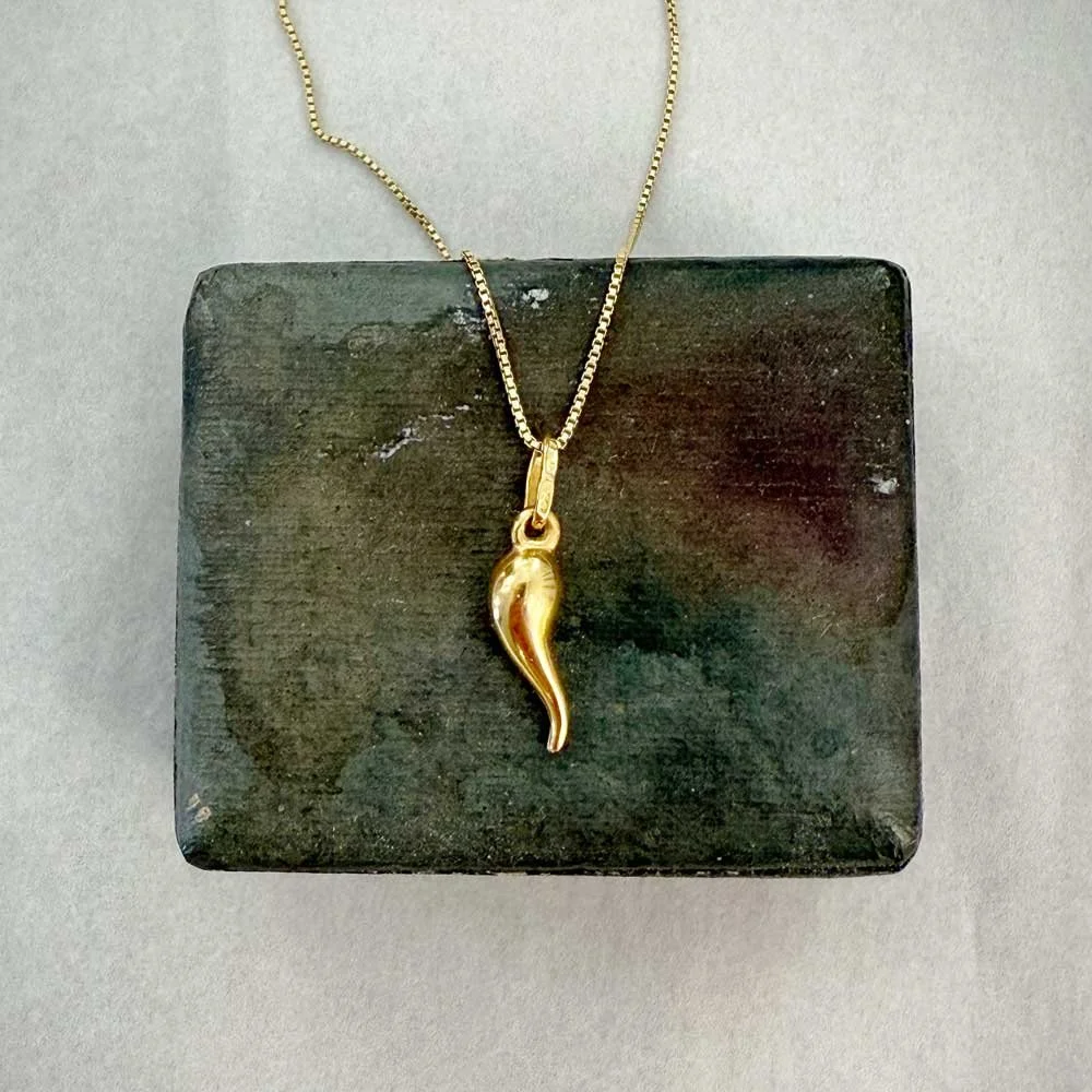 Vintage Gold Cornicello Necklace