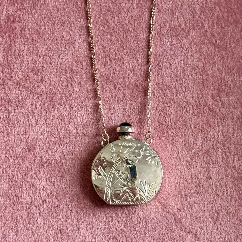 Antique Jeweled Perfume Bottle Necklace