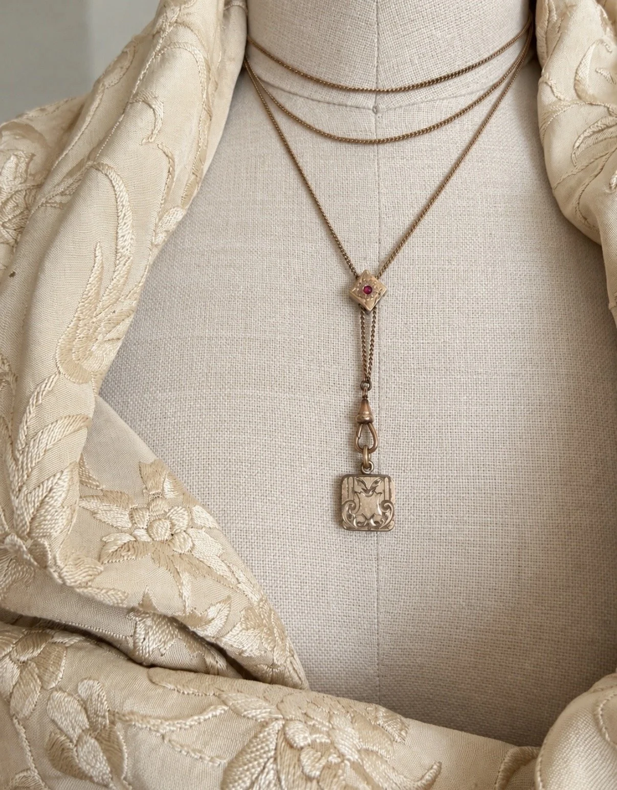 Antique Slider and Locket Necklace