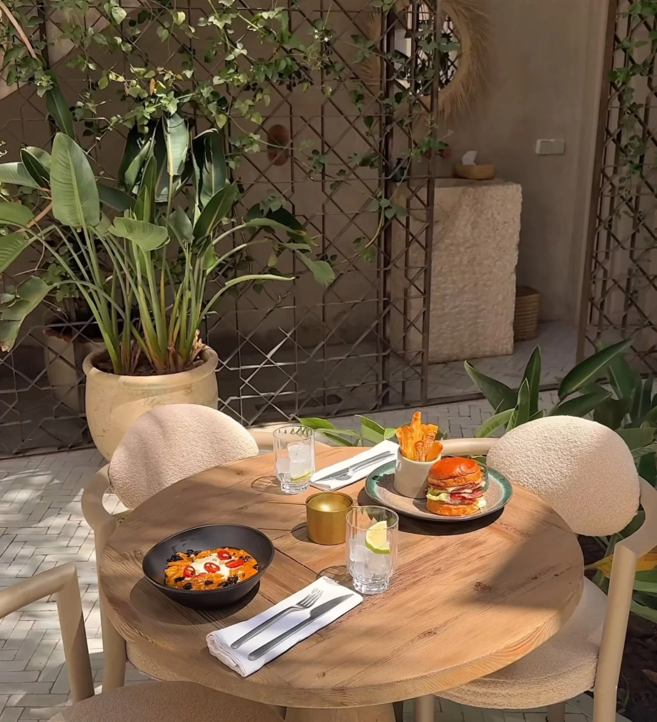 naama restaurant 
Best restaurants Marrakech 2025 hidden gem Medina modern Moroccan fine dining organic local ingredients premium beef filet Josper Grill Marrakech charcoal grilled steak 0.0% mocktails Marrakech alcohol-free bar Medina botanical infu