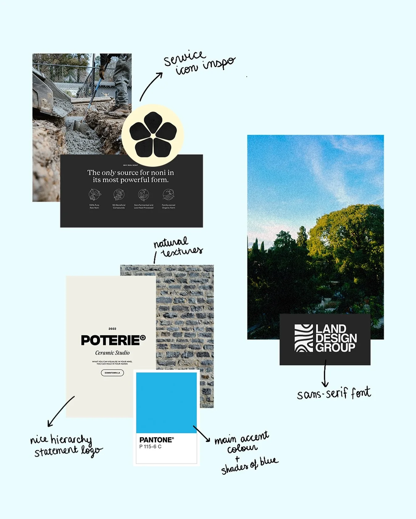 A creative direction moodboard from a recently completed web design project 💙 Loved shaping the vision with this client. 

Any guesses on the industry?

#moodboardmonday #montreal #illustrator#amarenastudio #amarenamtl #graphicdesign #webdesign #sto
