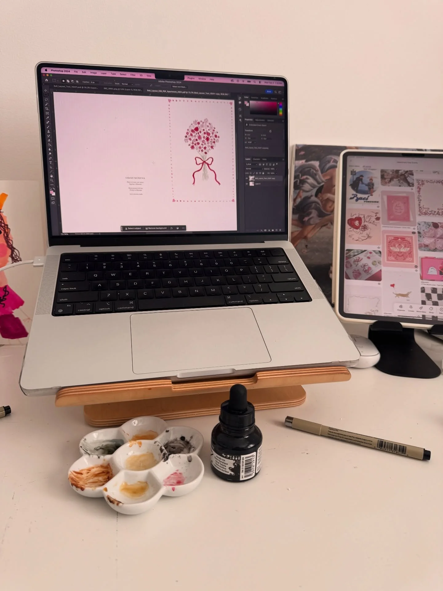 Florals in the studio lately + Valentine&rsquo;s sneak peek 🎨✨🌸

#illustrator #montrealartist #handpainted #valentinesday #stationerydesign