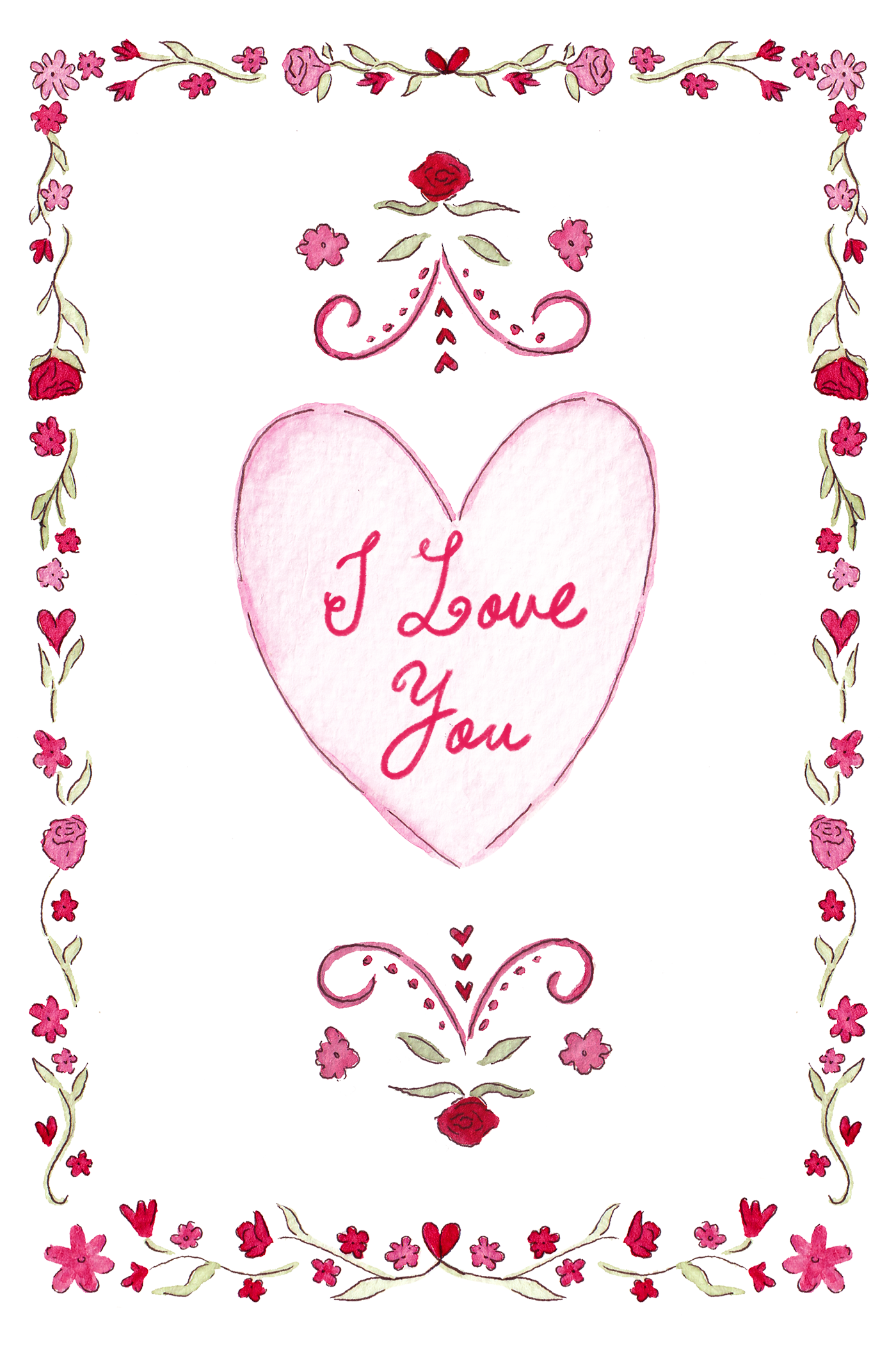 Vintage Floral - I Love You (EN/FR/IT)