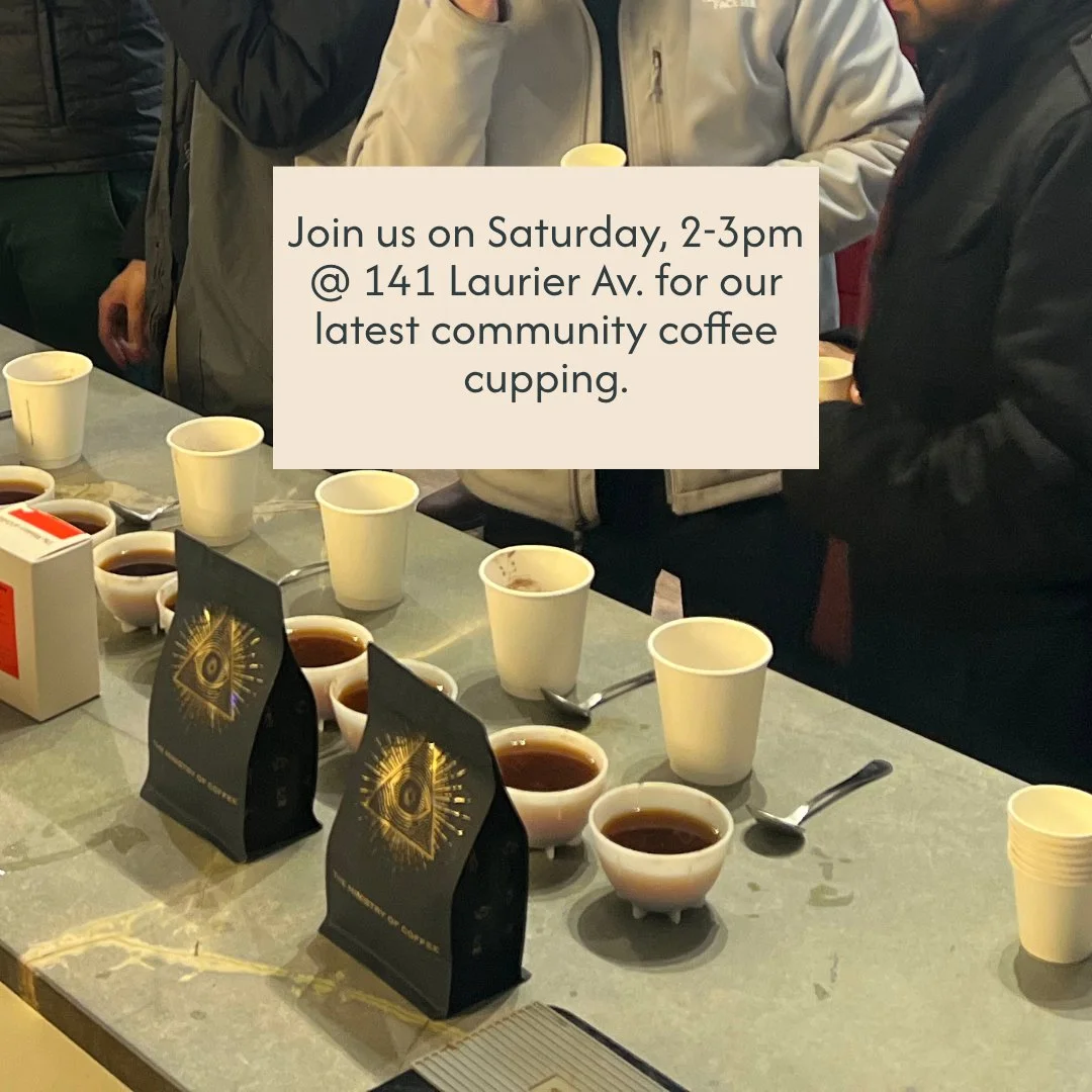 Our next coffee cupping event is hapening this saturday, 2-3pm @ 141 Laurier Av.

Taste through our full range of specialty coffees.

Entry: Free!

#coffee #specialtycoffee #ottawa #somethingtodo