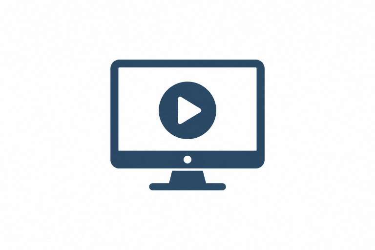 Symbol eines Bildschirms mit Playbutton