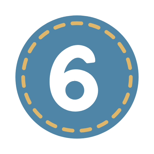 Bild von der Zahl 6 in einem blauen Kreis