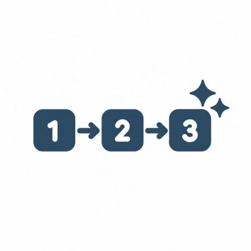 Grafik von 3 nummerierten Blöcken als Symbol für die richtige Reihenfolge
