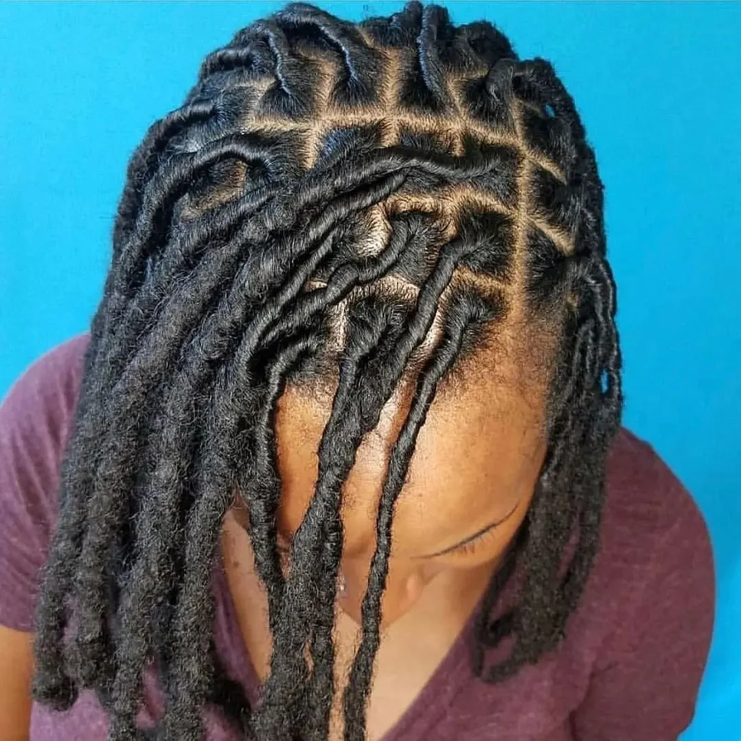 Close up of loc hair style in the ADI Salon