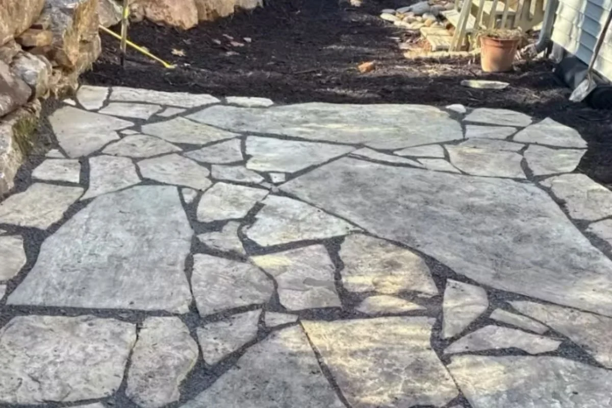 Professional flagstone patio installation by Greenspan Landscaping Company in Asheville NC