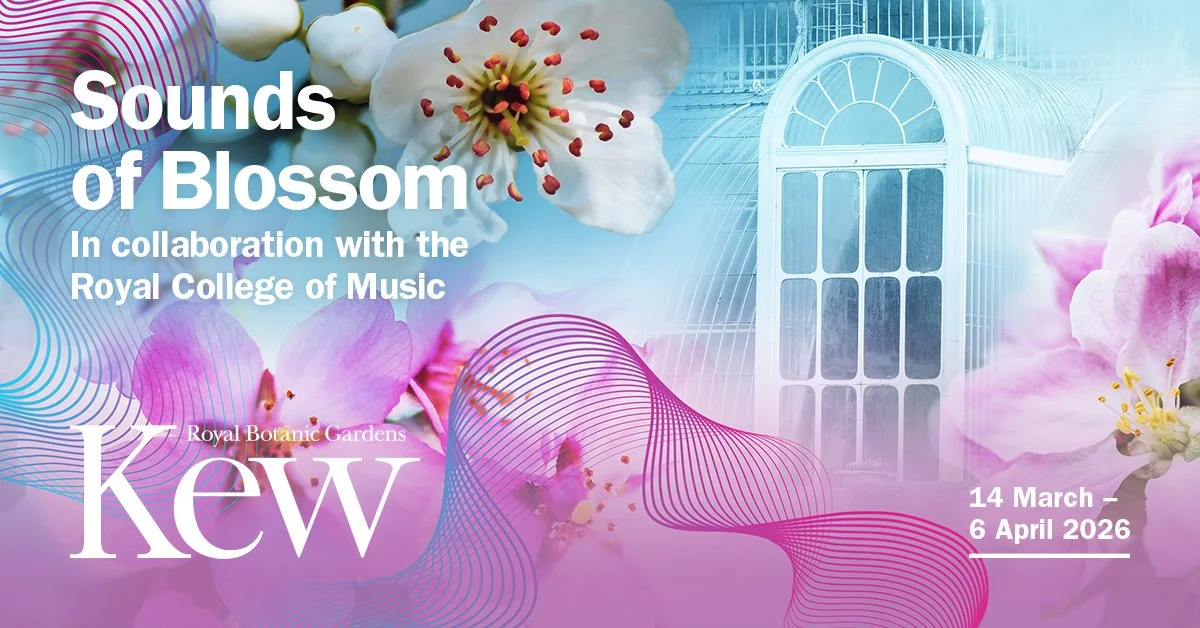 promotional artwork for Sounds of Blossom istallation at RBG Kew