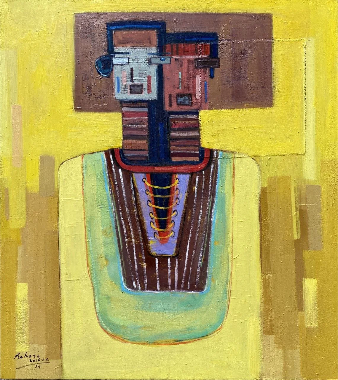 Deep Integration, Mixed Media on Canvas, 120cmx110cm (2024). © Mehari Teshome. Printed with permission of the artist.