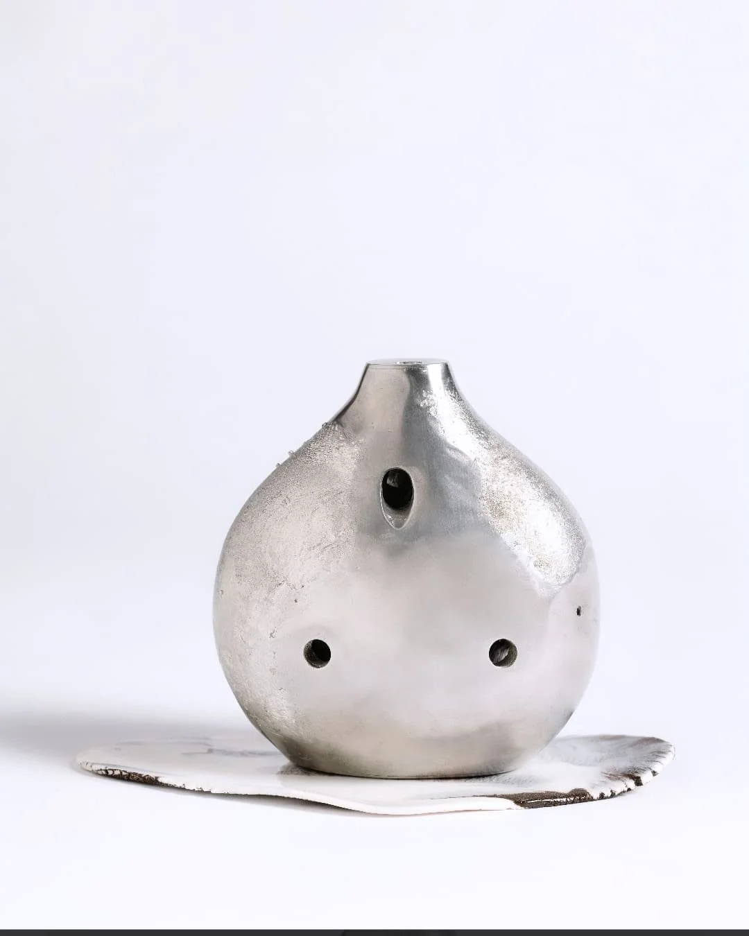 'Ionian' Ocarina, 2024. Pewter slush casting