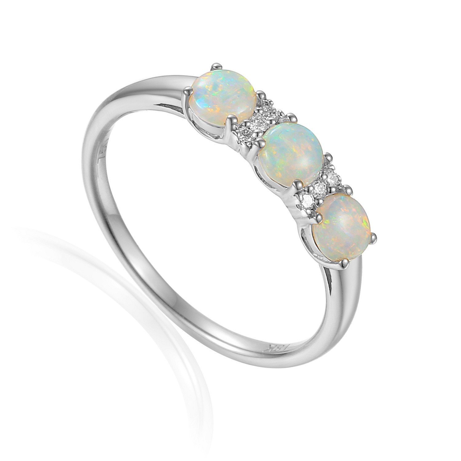 18K 3 Stone Opal Ring