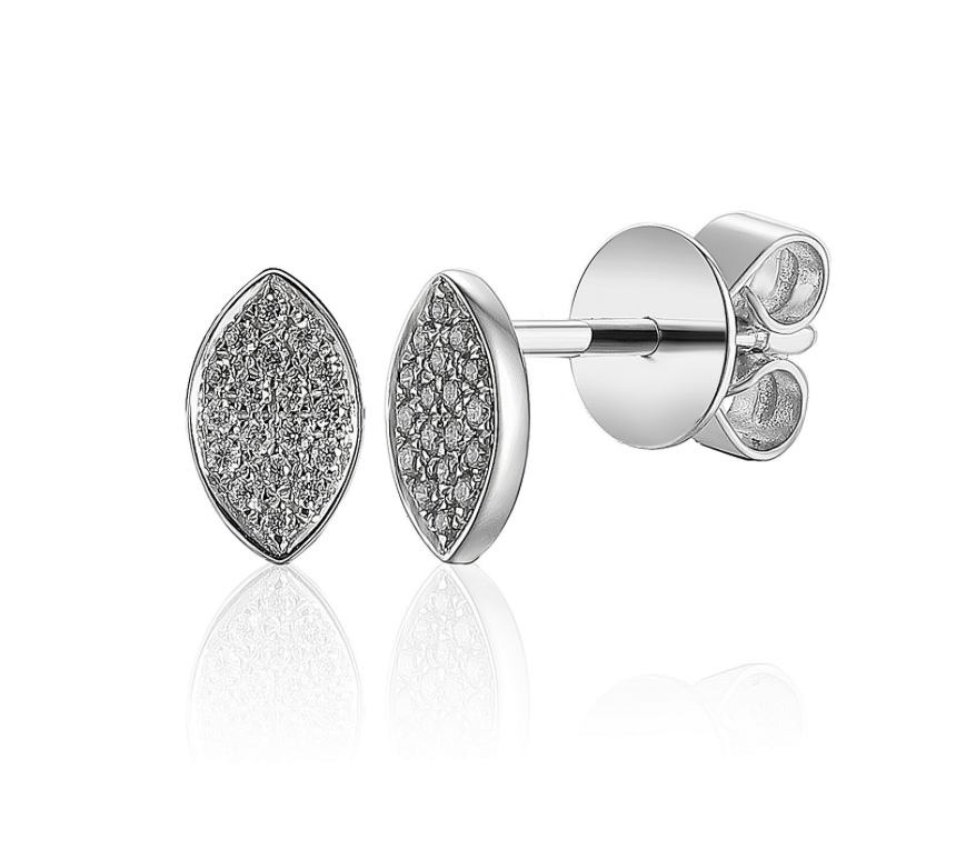 Diamond Pave Marquise Stud Earrings