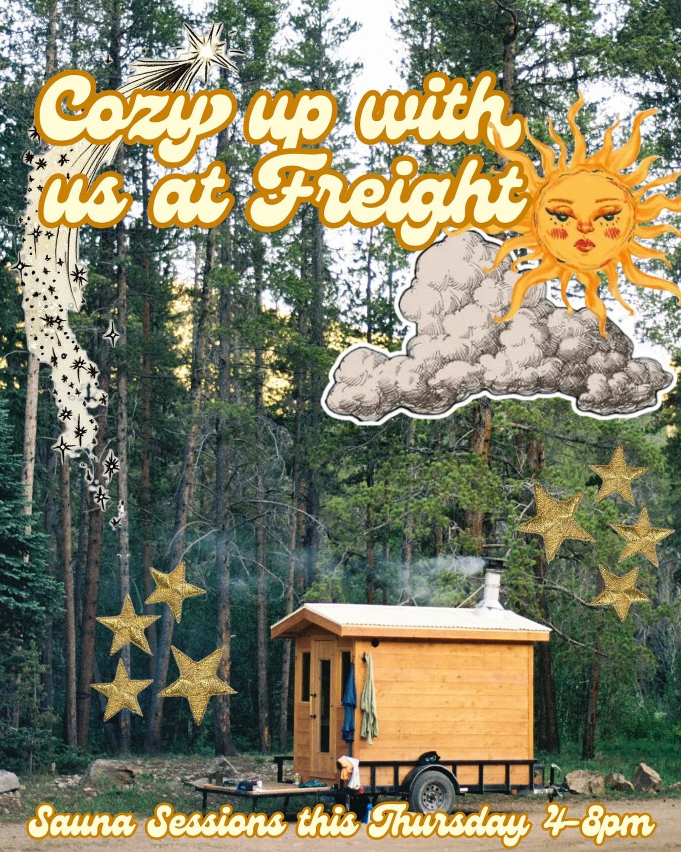 See you Thursday evening @freightevents for Sauna Sessions! The Sauna will be hot and ready from 4-8, come hang with us and enjoy a sweat as well as drinks and refreshments at the Boxcar! Extra points if you join for Book Club from 4-5 but not requir