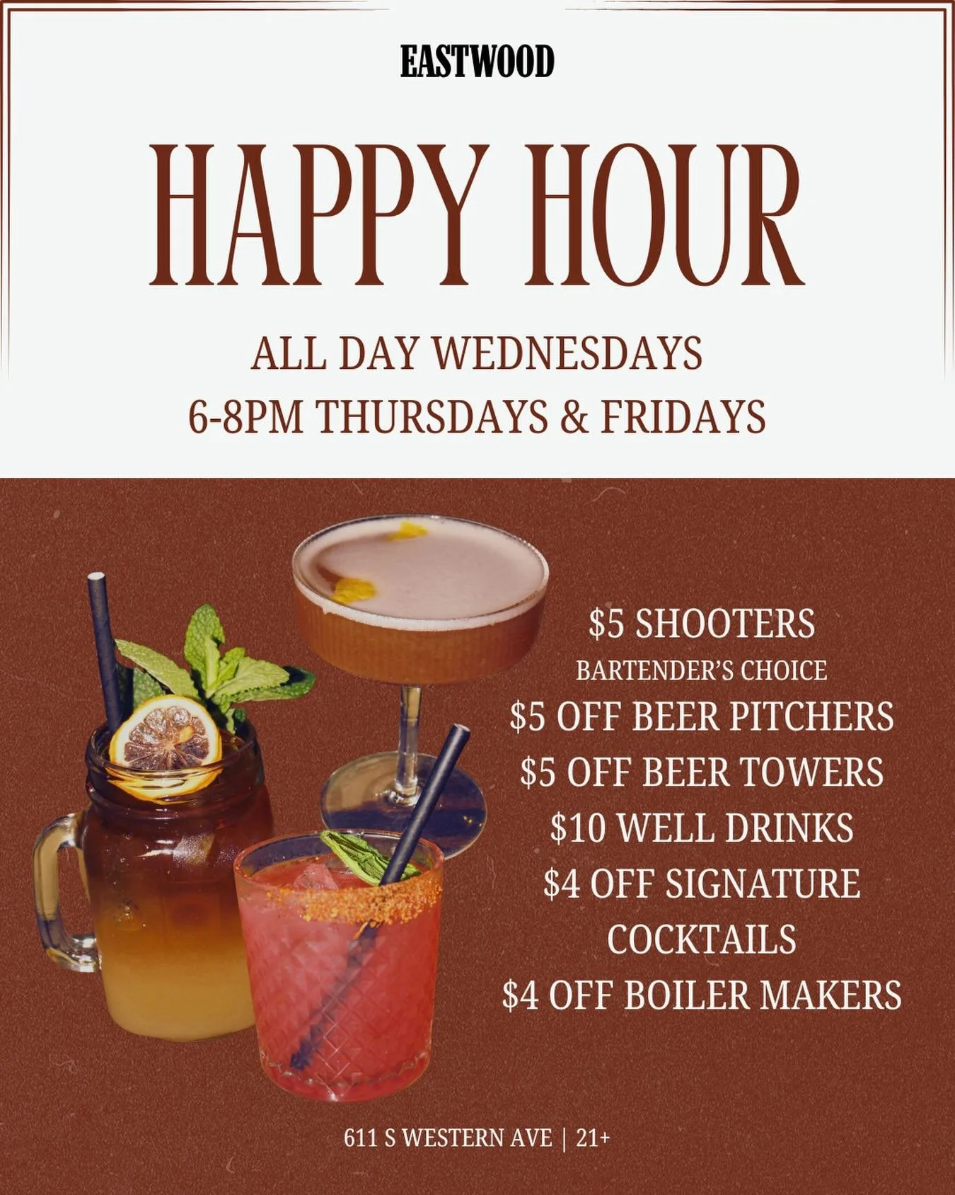 JOIN US FOR HAPPY HOUR 🍻