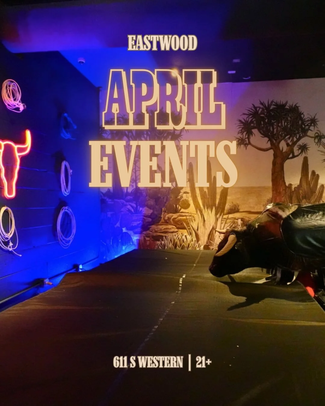 🤠 APRIL EVENTS 🤠

Swipe through for the full lineup &mdash;> live music, line dancing lessons, singles events, poetry night, speciality line dancing nights, happy hours - something for everyone every week 🍻

21+ | 611 S Western Ave