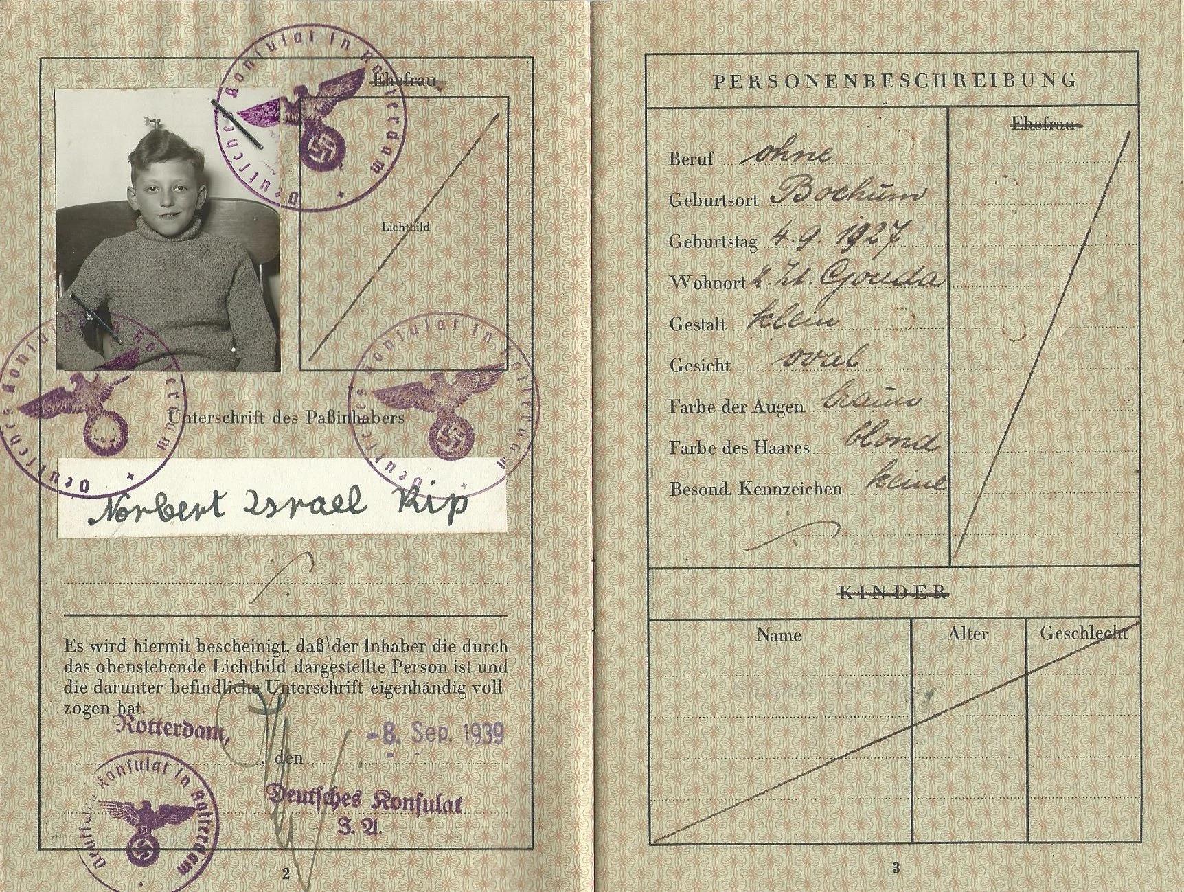 Passport Norbert Ripp (1939)