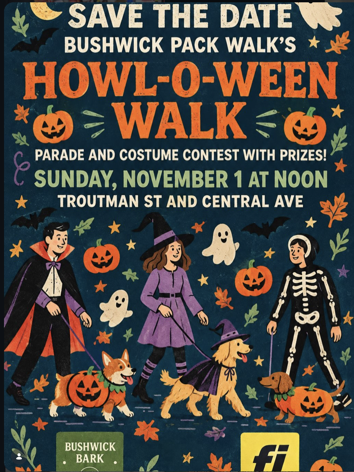 Bushwick Pack Walk's Howl-O-Ween Walk Parade & Costume Contest Sunday November 1 at Noon
