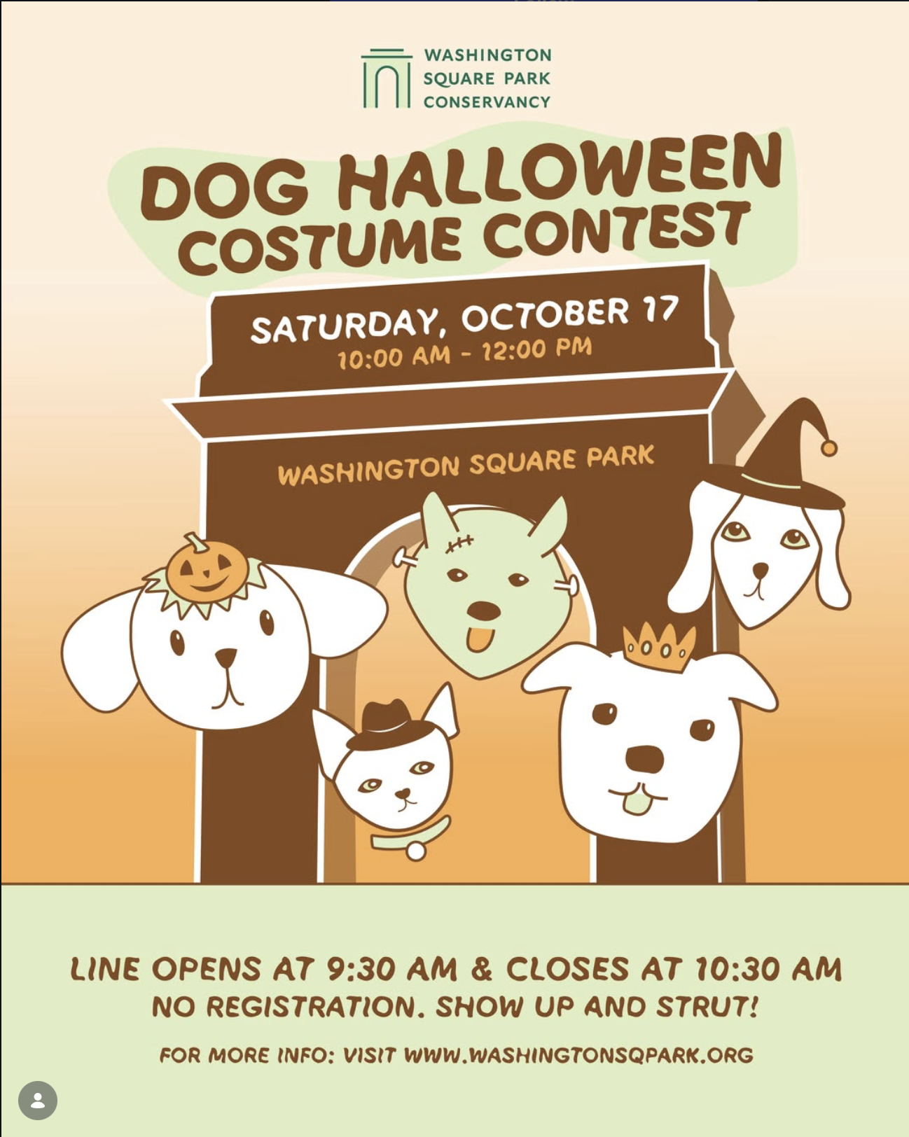 Washington Square Park Dog Halloween Costume Contest Flyer