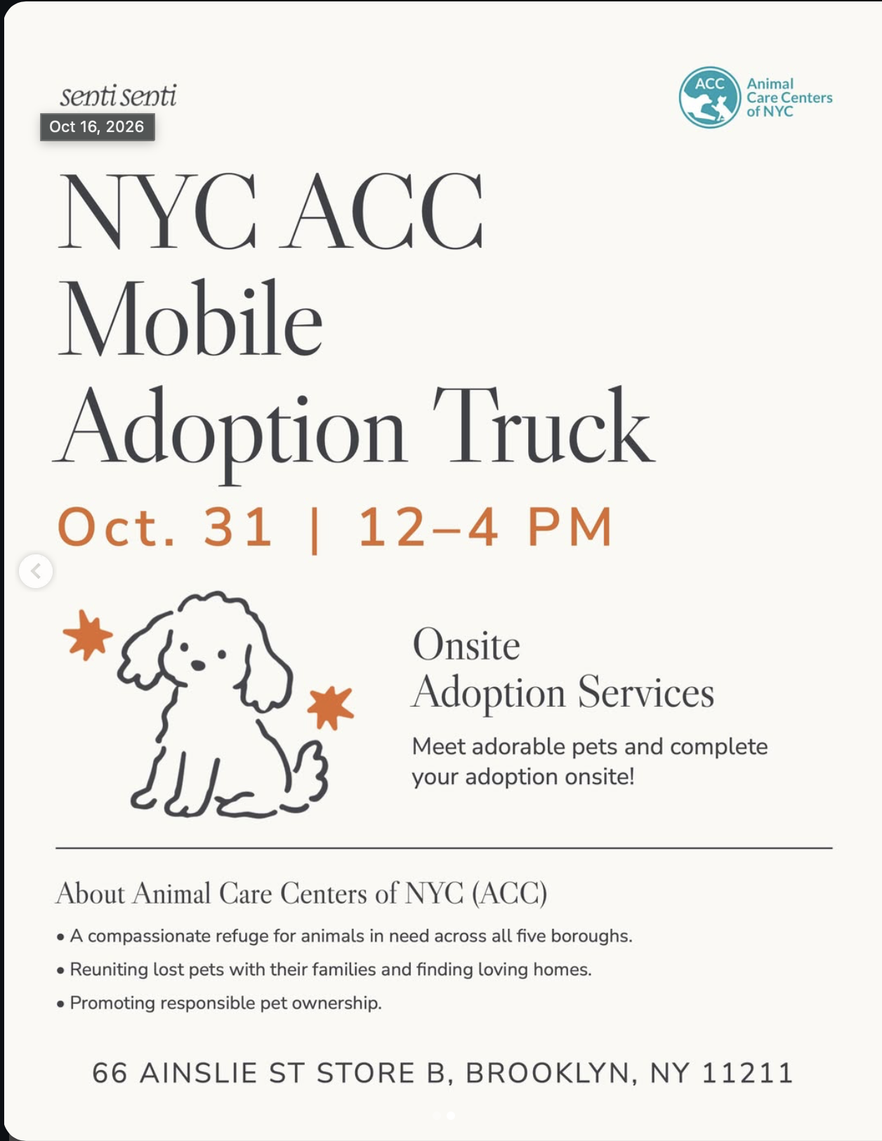 NYC ACC Mobile Adoption Truck Oct 31 12-4pm