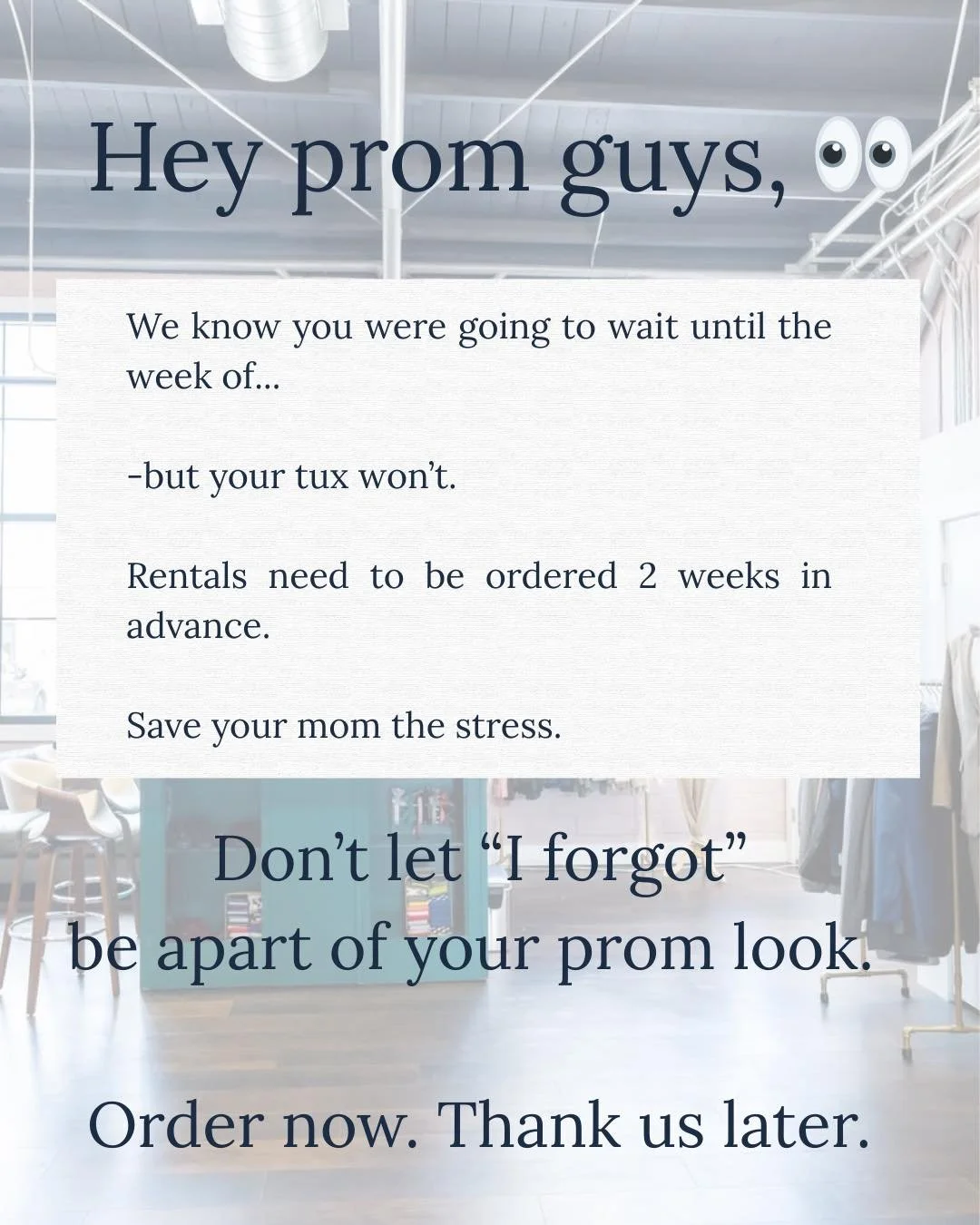 Your tux won&rsquo;t magically appear like your laundry does&hellip;

#suit #promsuit #prom #senior #promtux #promfit