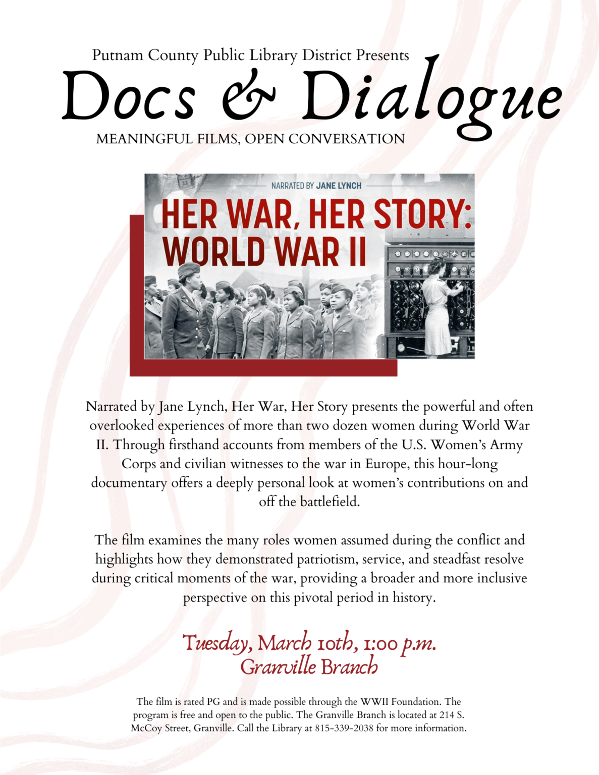 Docs &amp; Dialogue: Her War, Her Story (Granville Branch)
