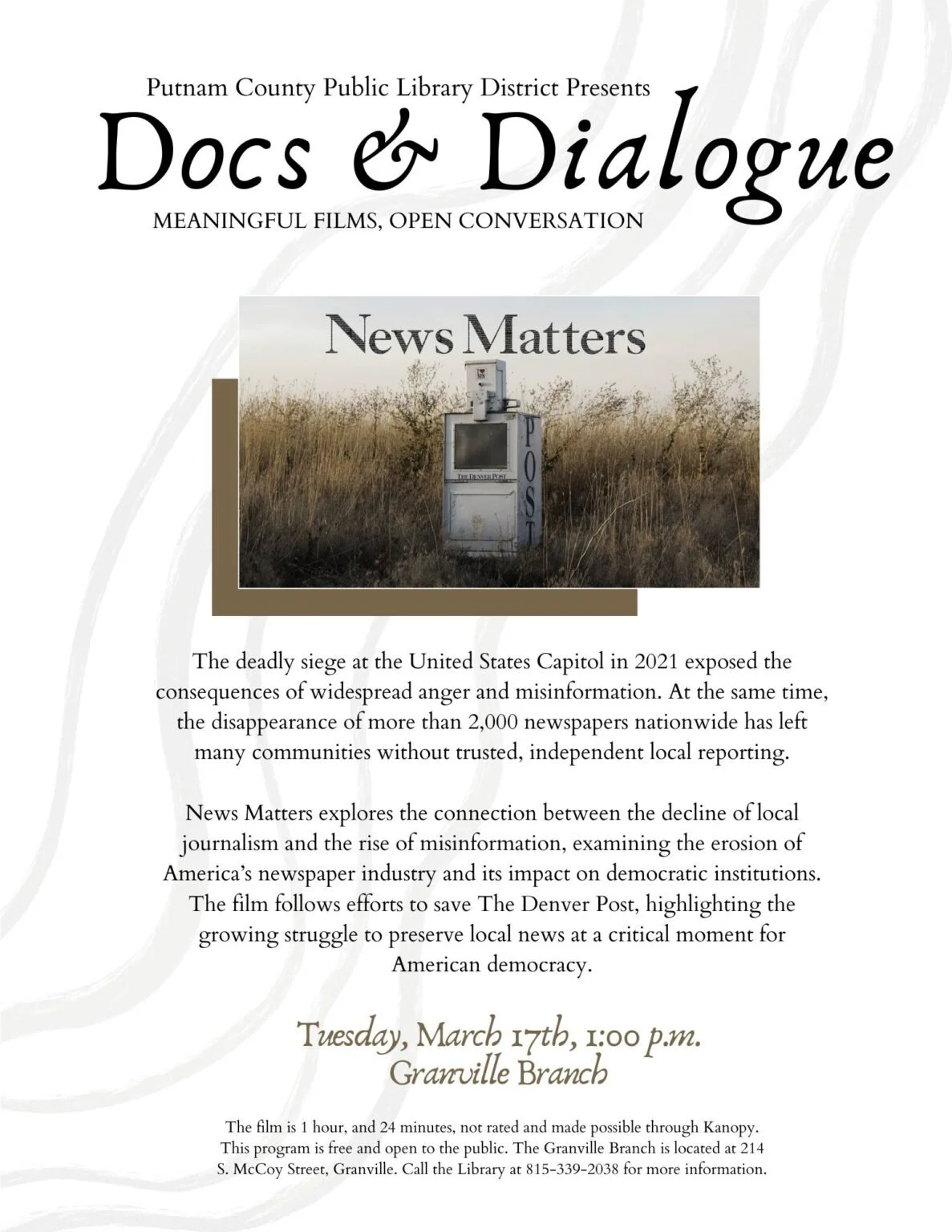Docs &amp; Dialogue: News Matters (Granville Branch)