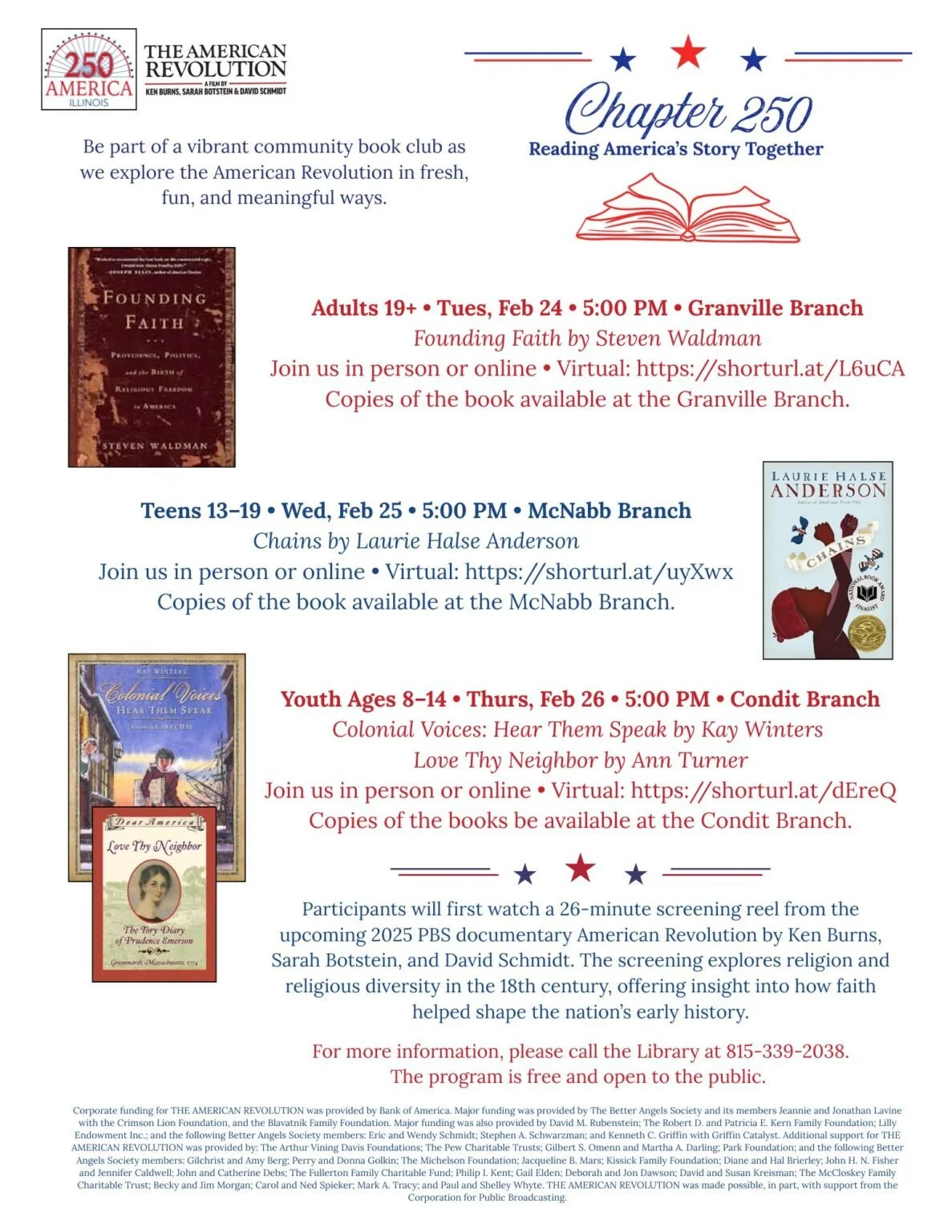 Chapter 250: Reading America’s Story Together – Adults (Granville Branch)