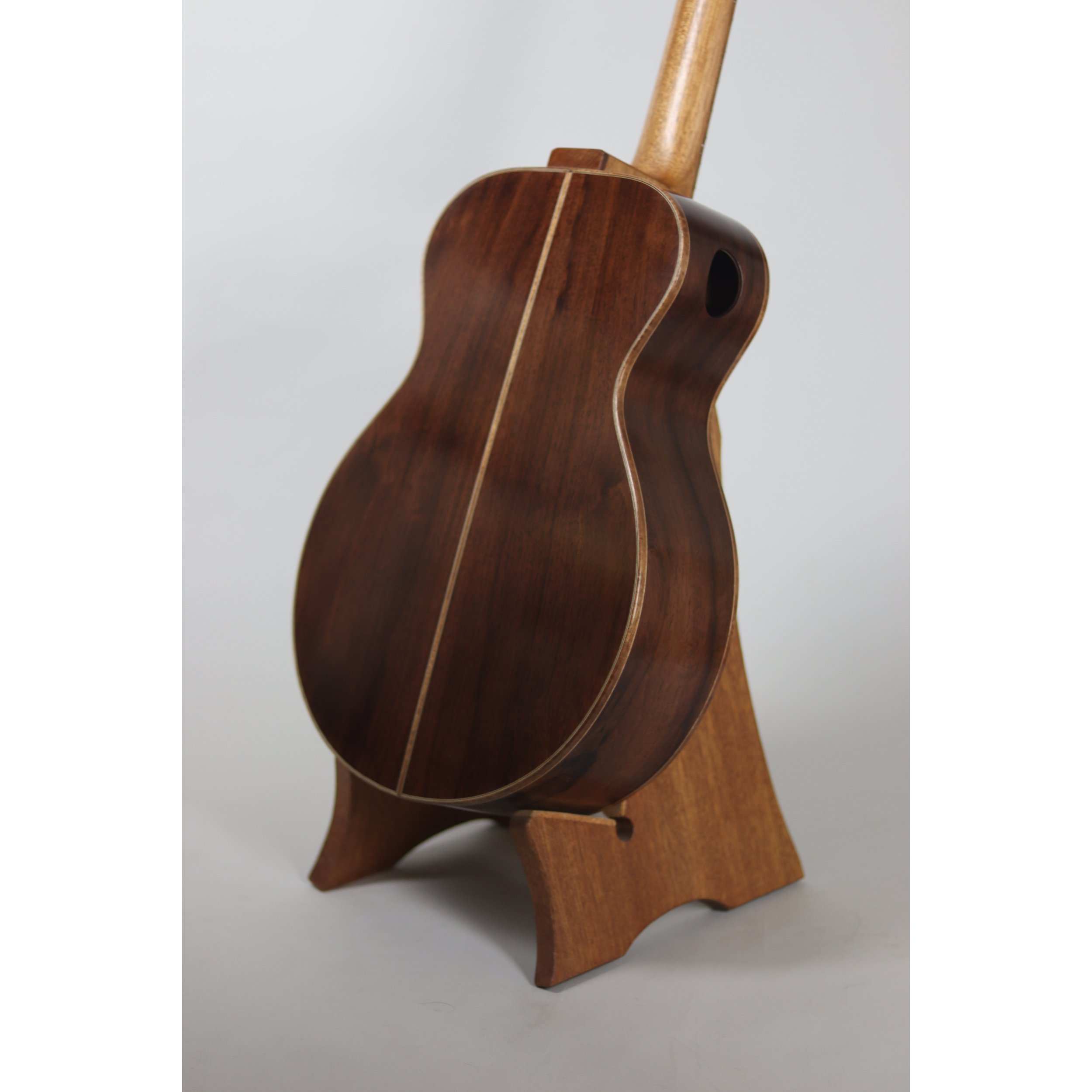 Geoffrey Yenson parlor guitar with old-growth redwood, Honduras rosewood, and curly koa