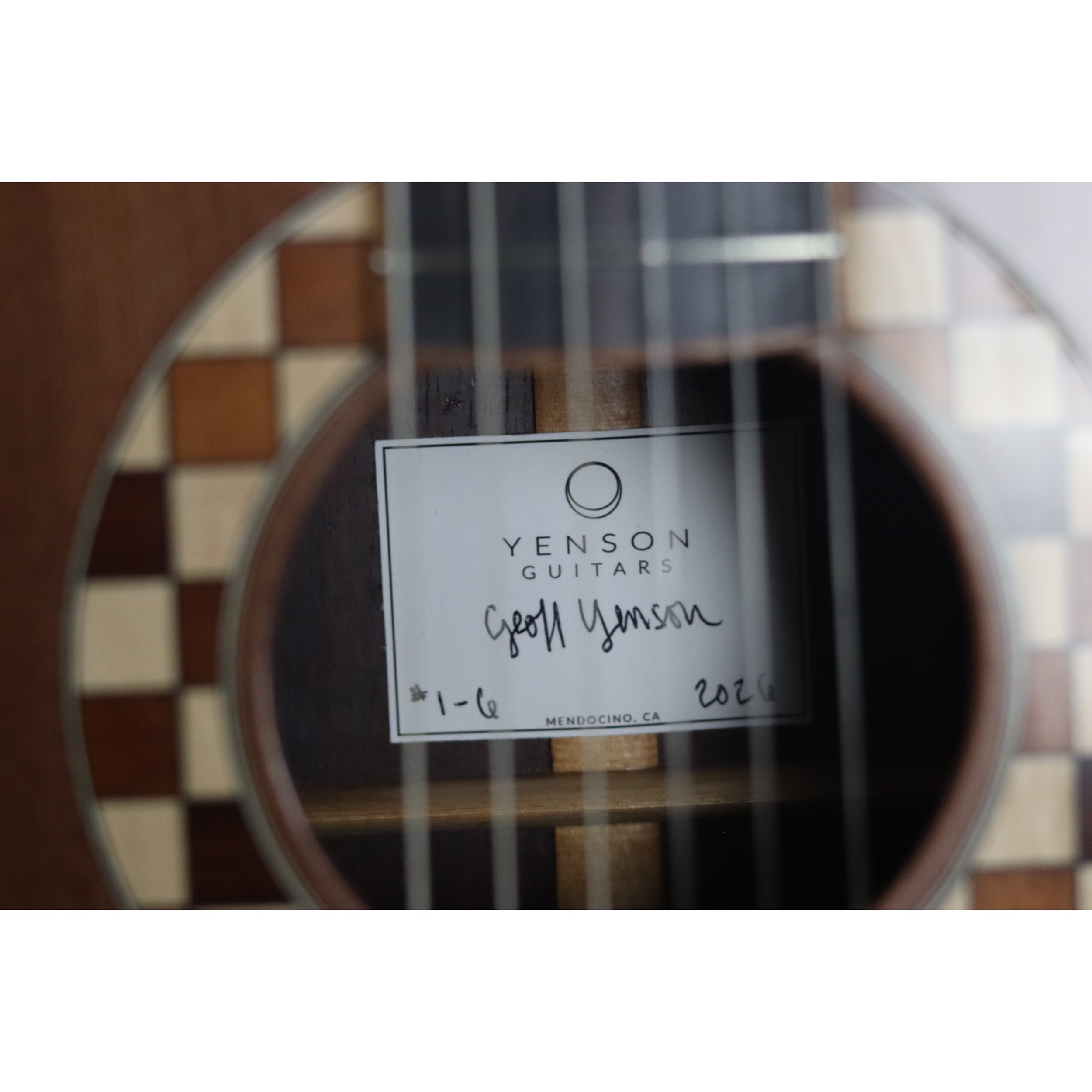 Geoffrey Yenson nylon-string parlor guitar: old-growth redwood, Honduras rosewood, and koa