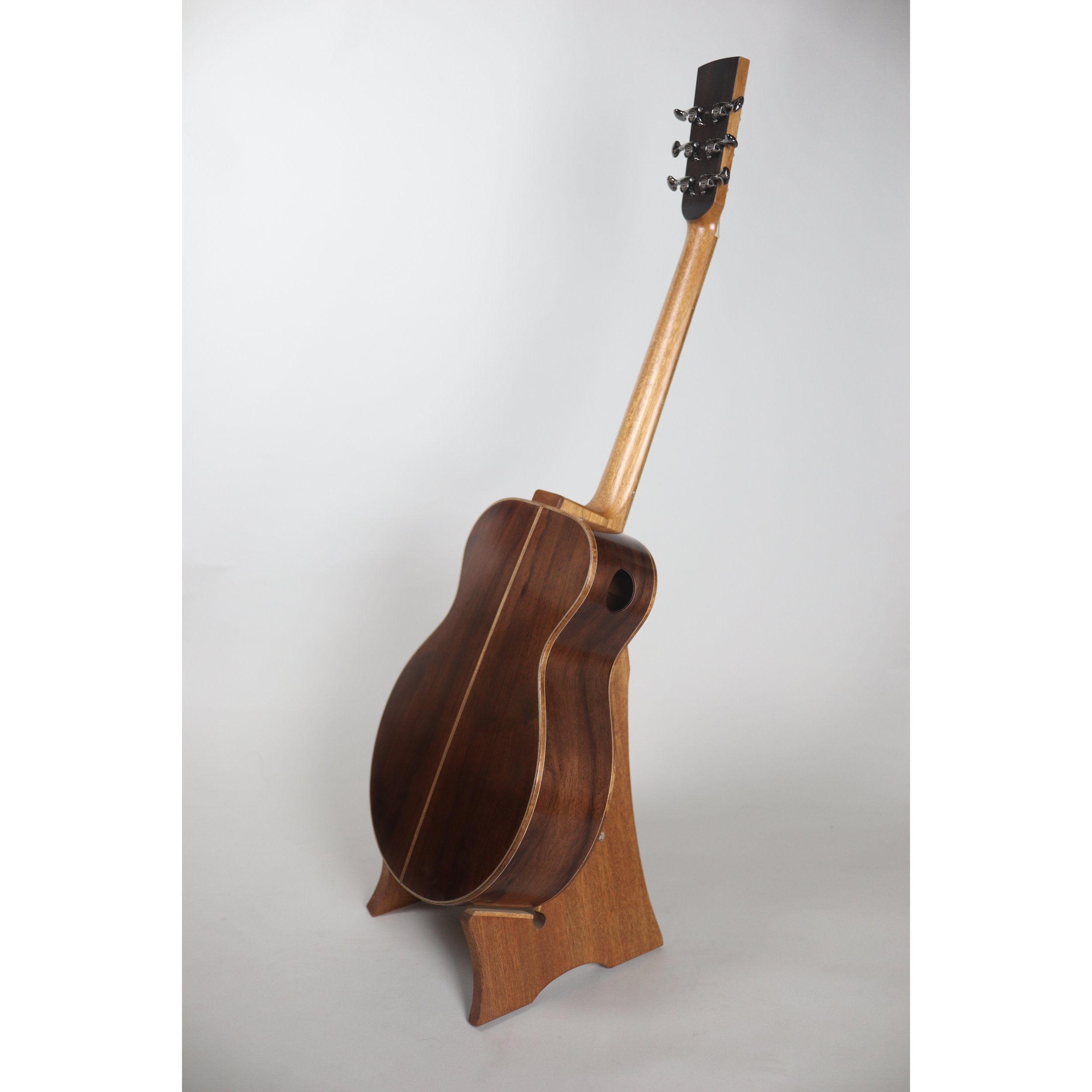 Geoffrey Yenson parlor guitar with old-growth redwood, Honduras rosewood, and curly koa