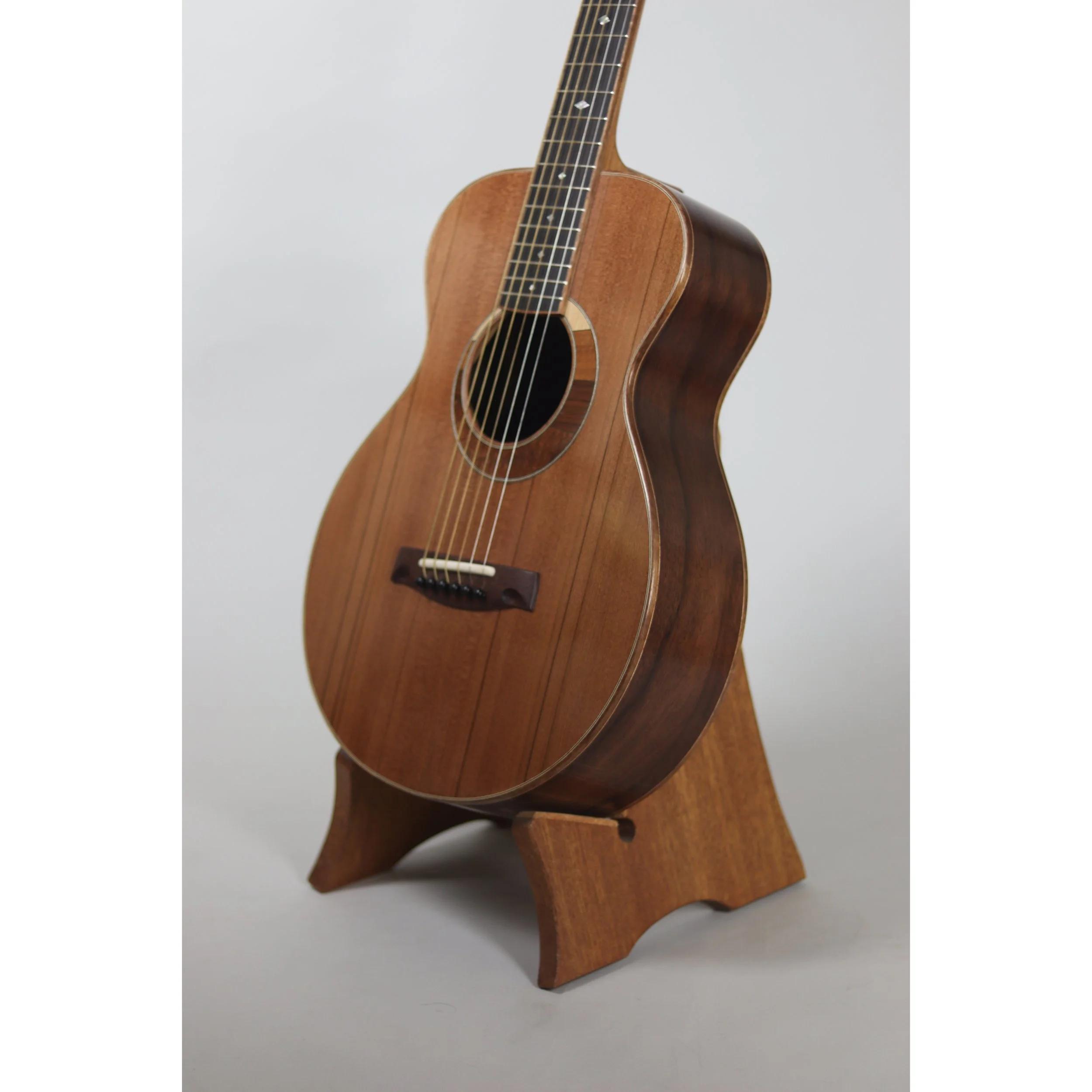 Geoffrey Yenson parlor guitar with old-growth redwood, Honduras rosewood, and curly koa