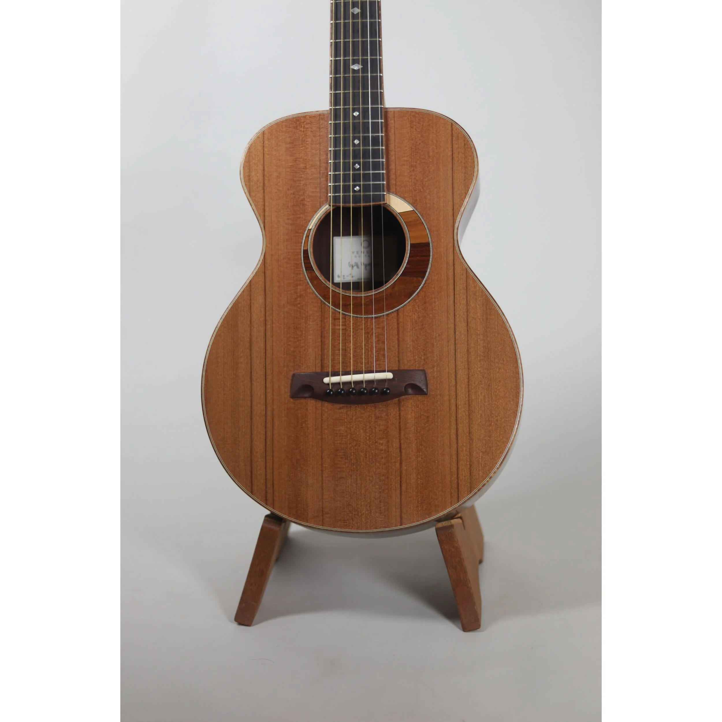 Geoffrey Yenson parlor guitar with old-growth redwood, Honduras rosewood, and curly koa