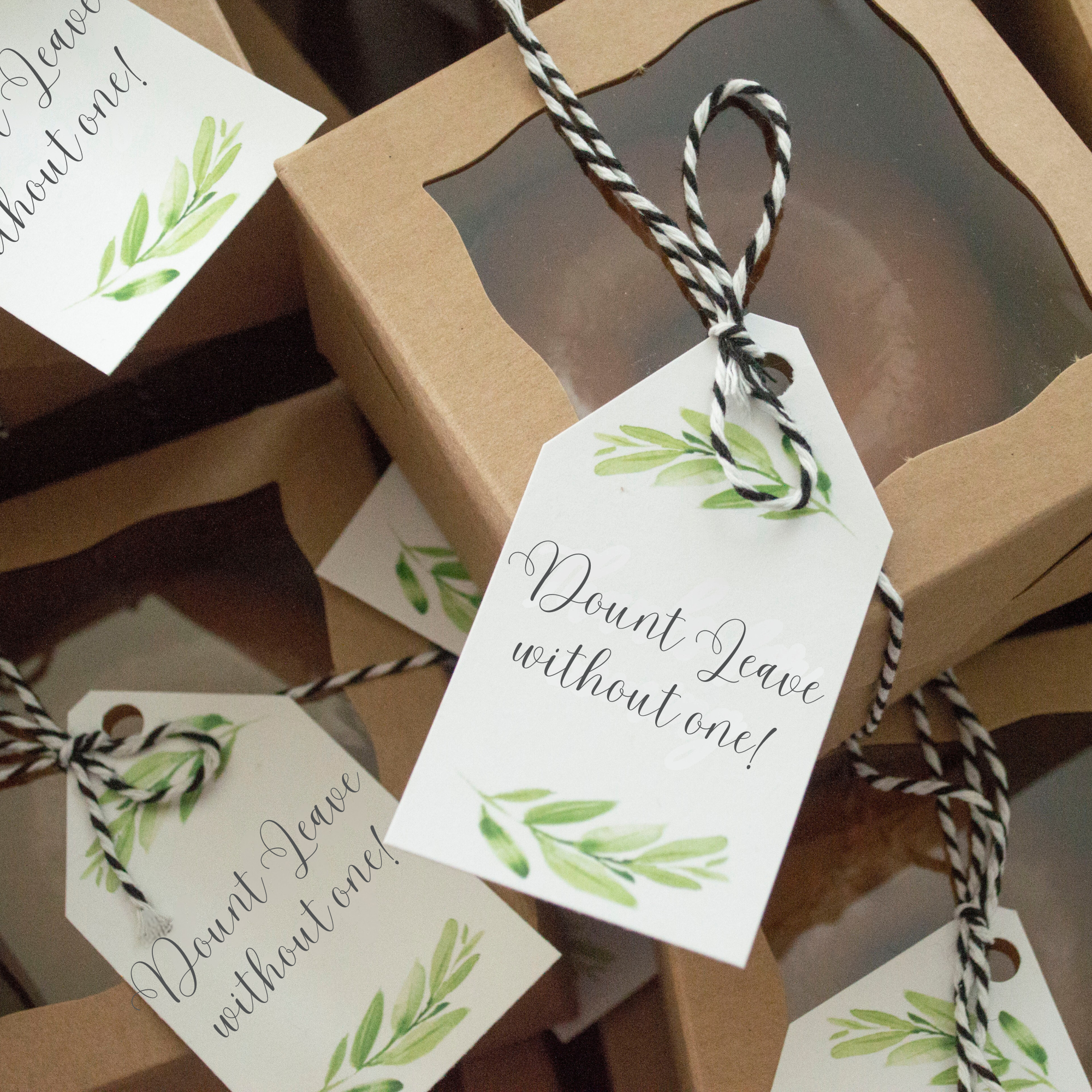  Assorted dessert favor boxes styled for reception table display. 