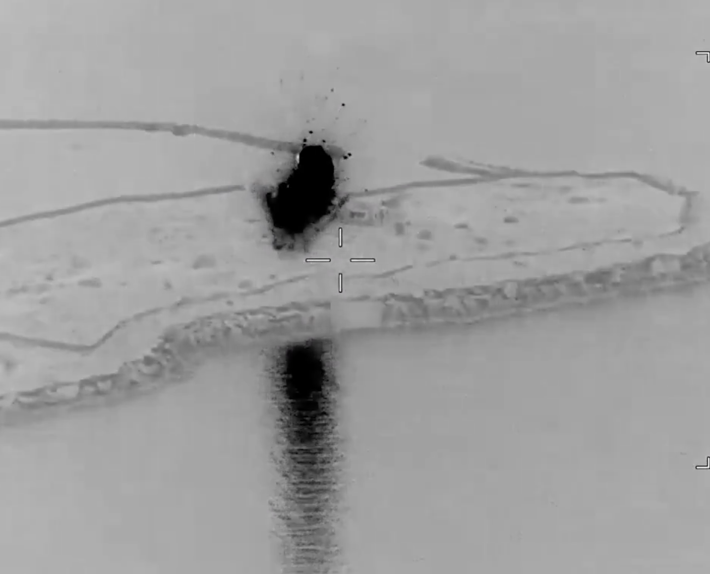 Infrared targeting footage of a ground strike on IRGC infrastructure, sourced from X/@sentdefender, documenting the Iran-US combat exchange as the ceasefire collapsed