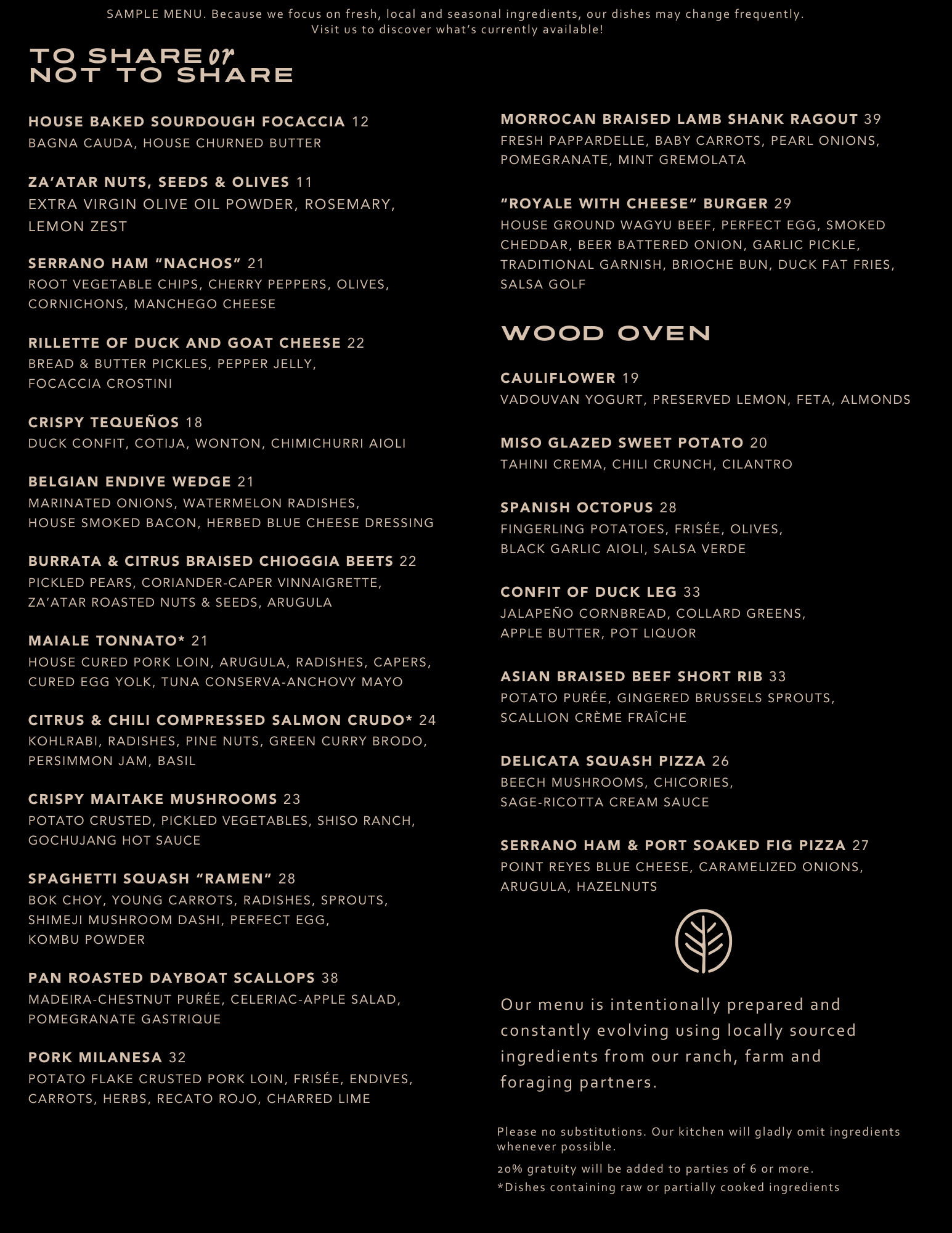 Tahoe City Restaurants Menu