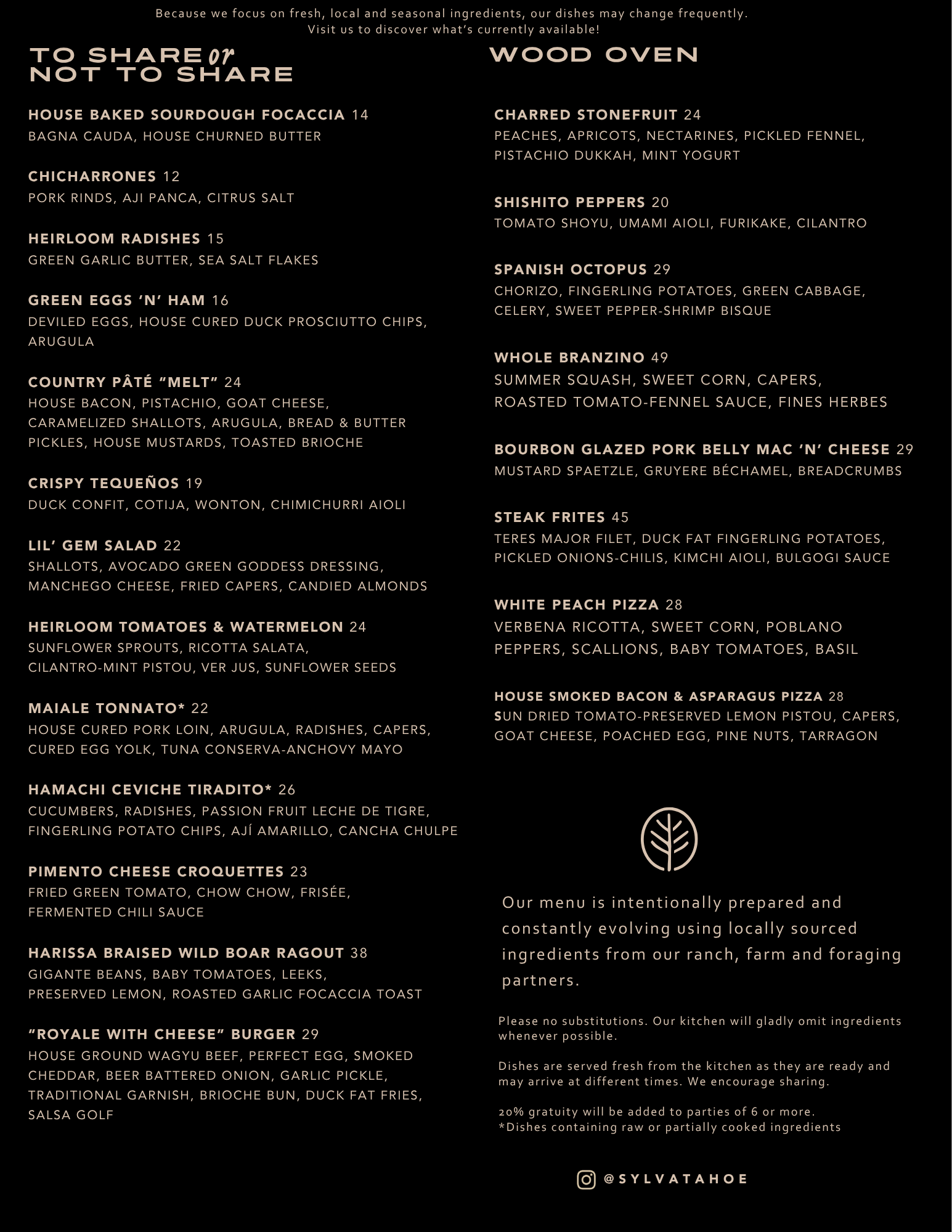 Sylva Tahoe City Restaurants. best new restaurant Lake Tahoe. fine dining new American bistro shared plates