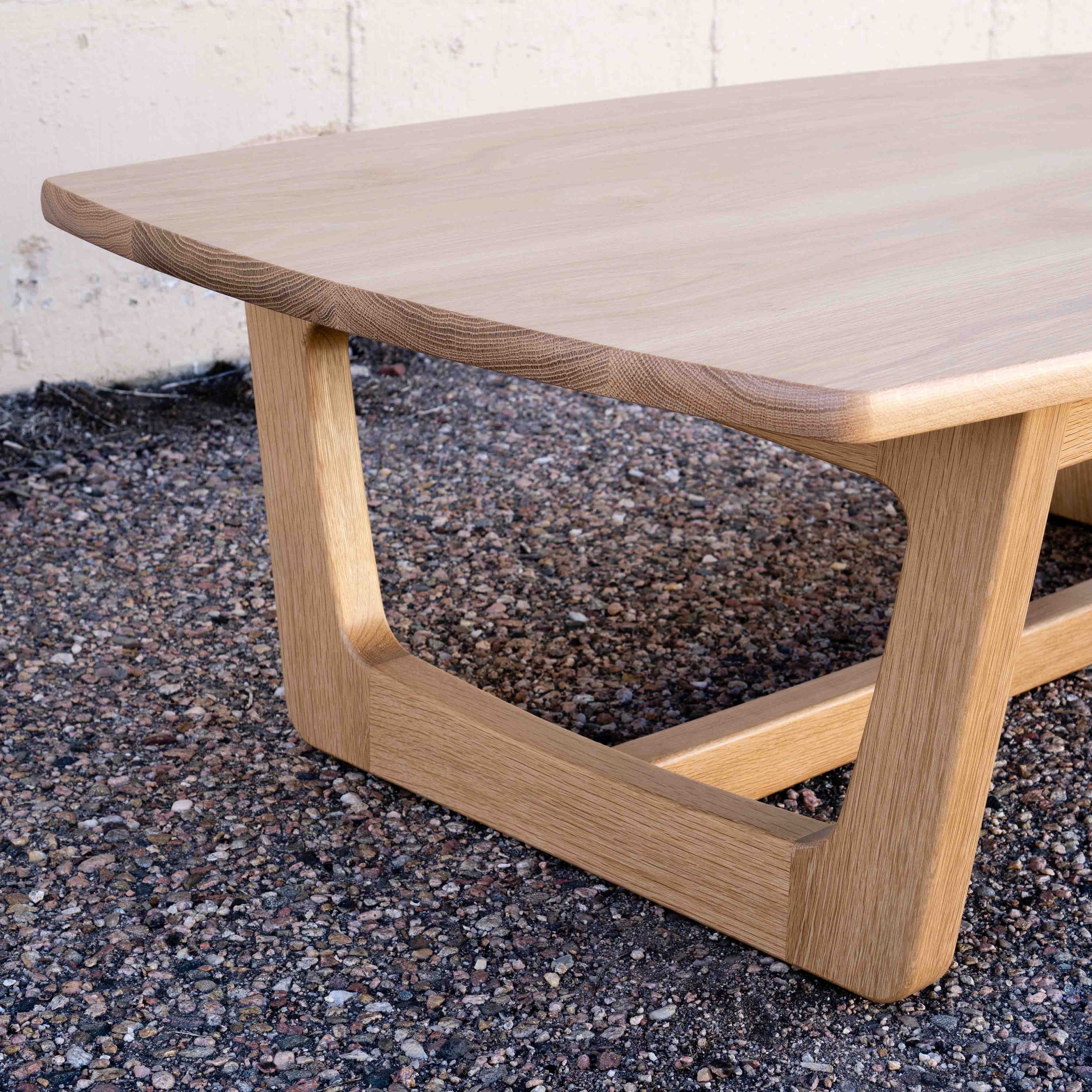 Image of custom white oak coffee table built by Josh Salsbury, WoodDenCo