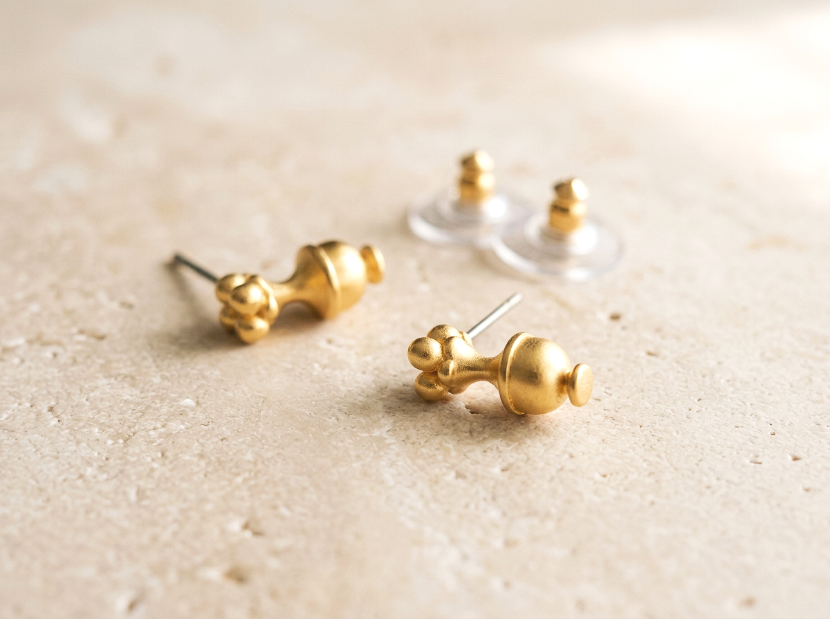 24ct Hard Gold-plated Pre-Columbian Poporo Studs